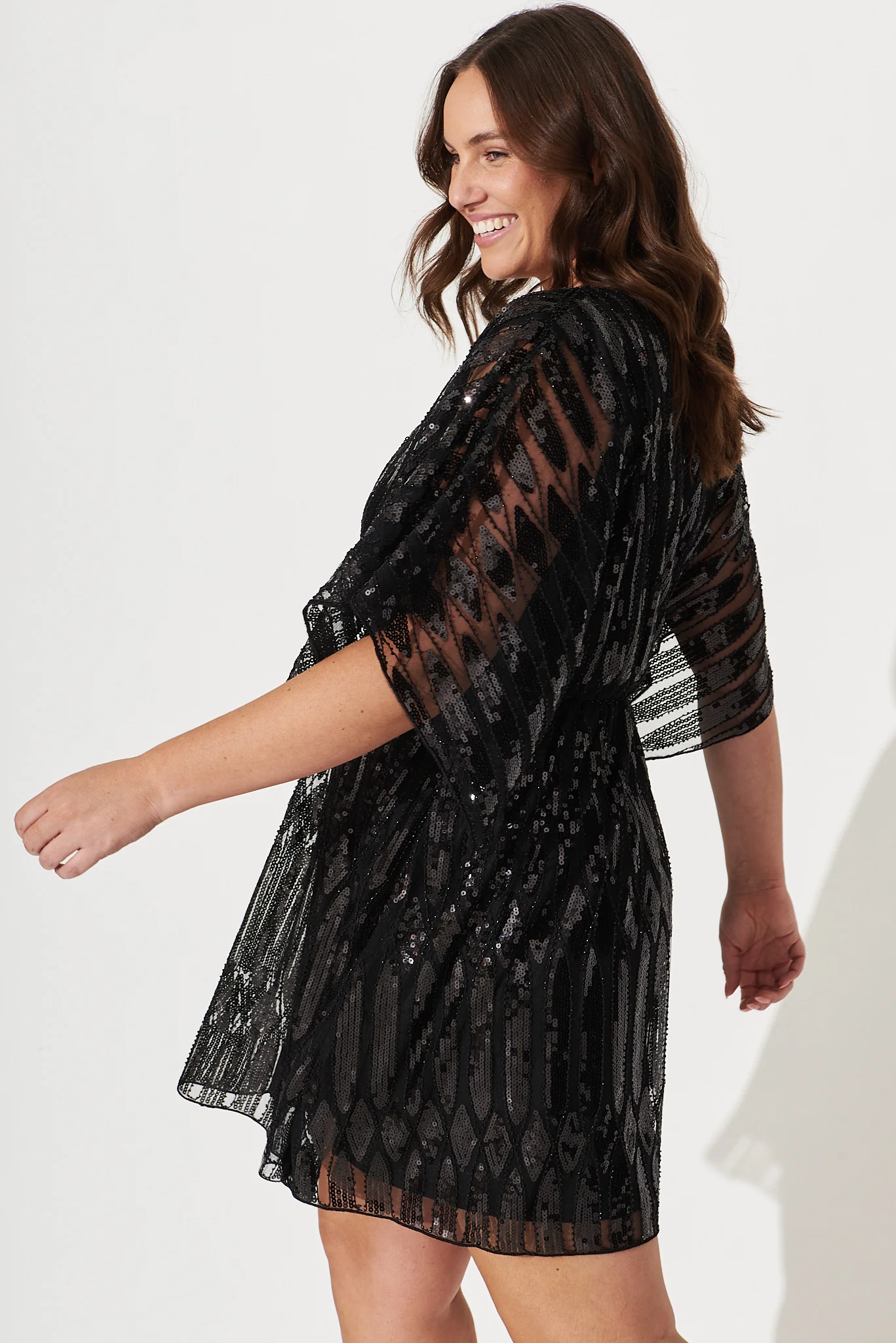 Prosecco Sequin Dress in Black - Image 8