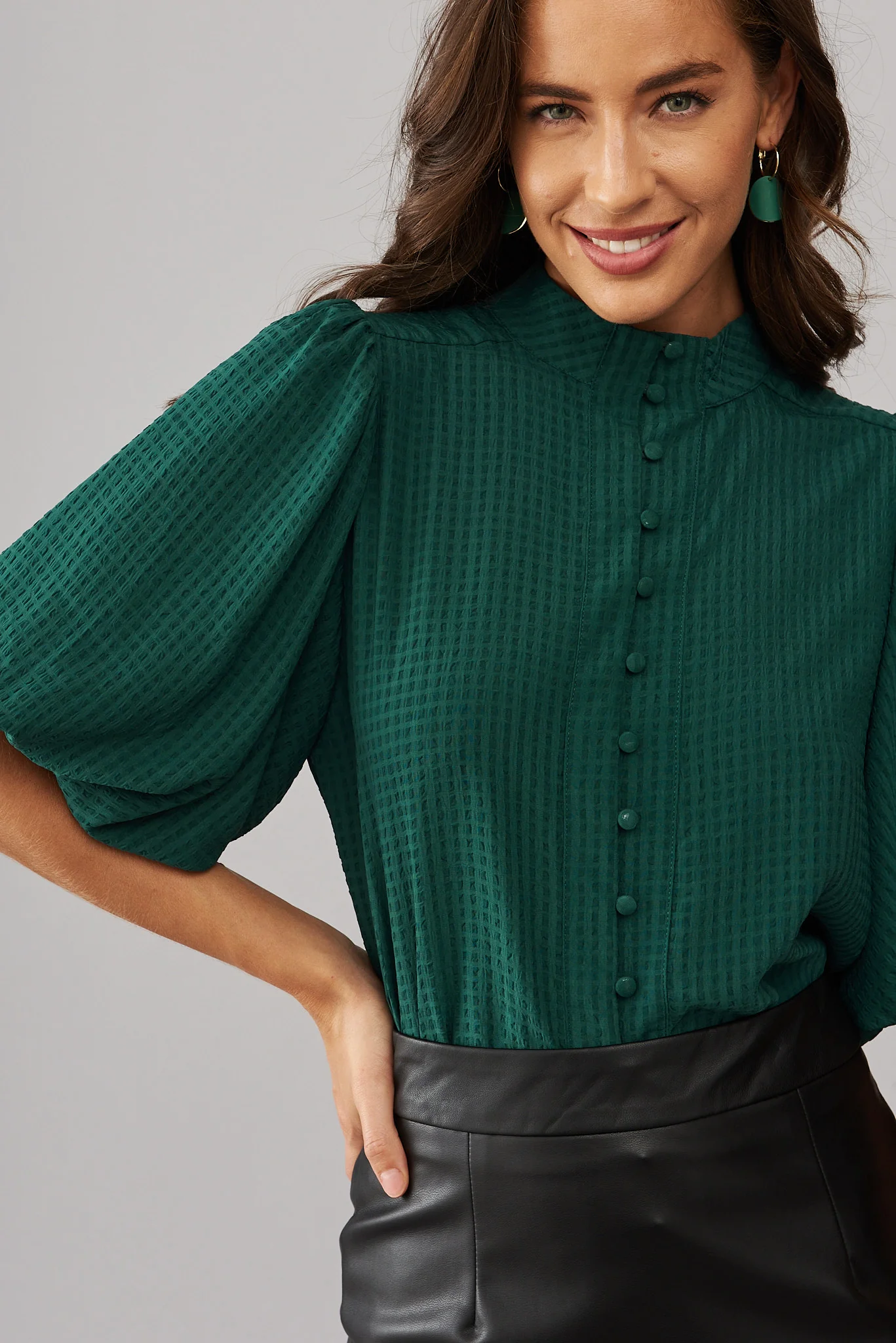 Prudence Shirt In Emerald Green - Image 6