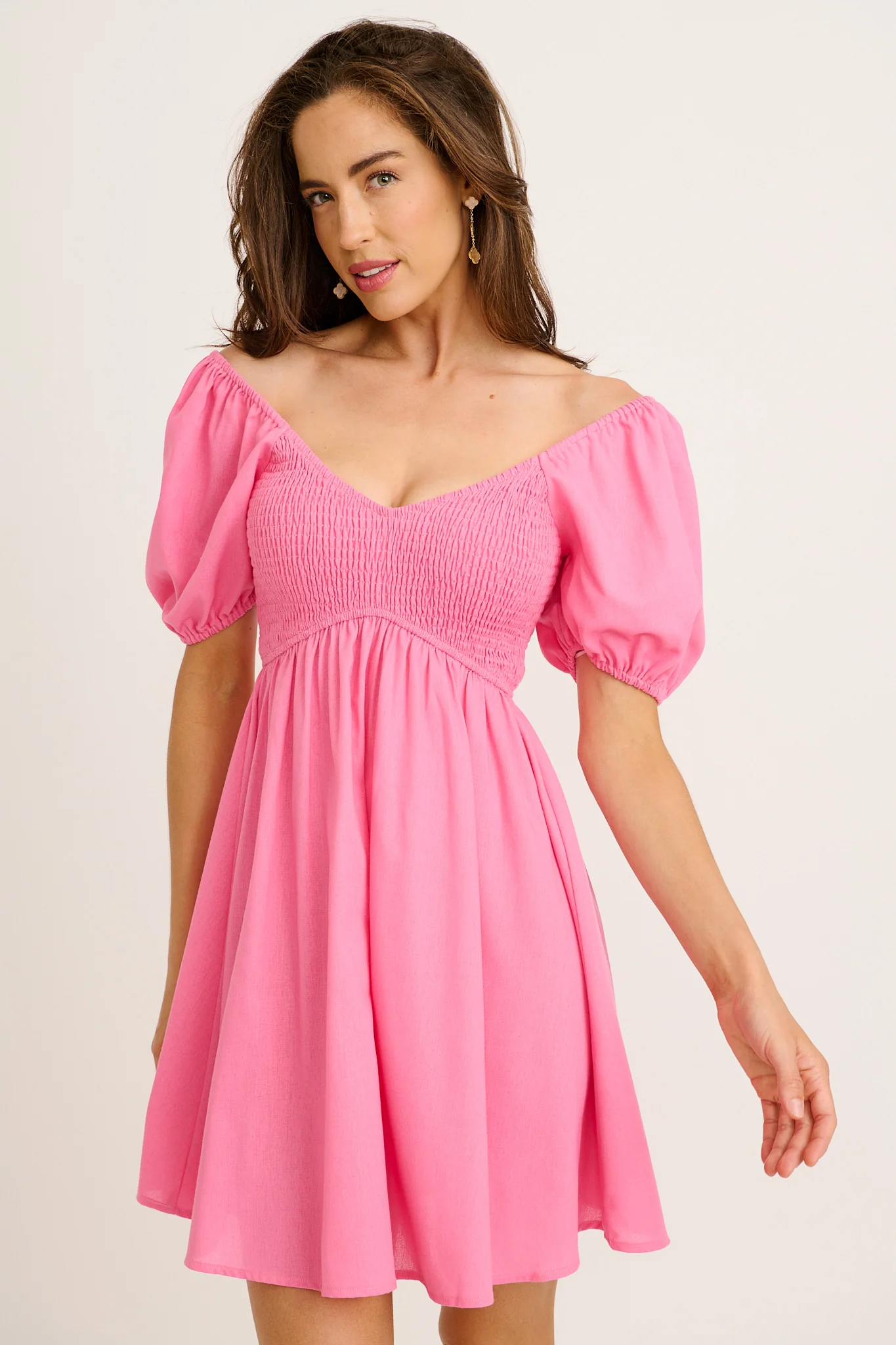 Pure Aure Dress in Pink Linen Blend - Image 2