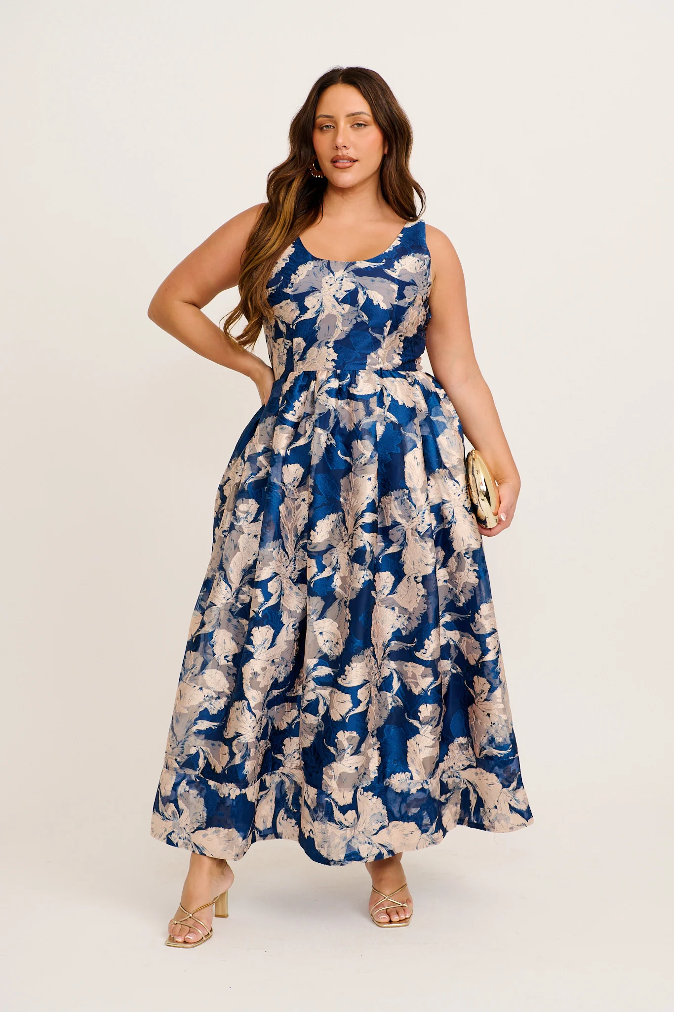 Pure Luxe Maxi Dress in Navy Floral Organza
