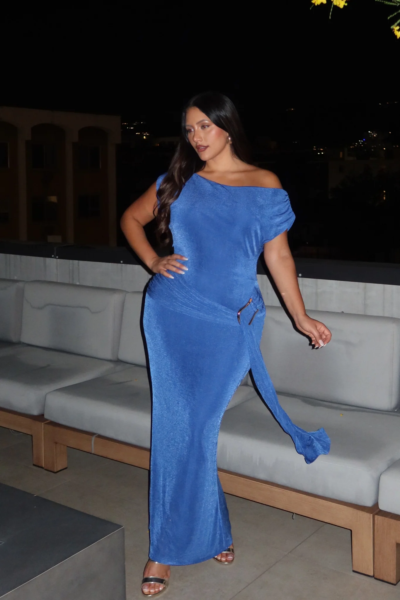 Queen Of The Night Maxi Dress in Cobalt Jersey - Image 2