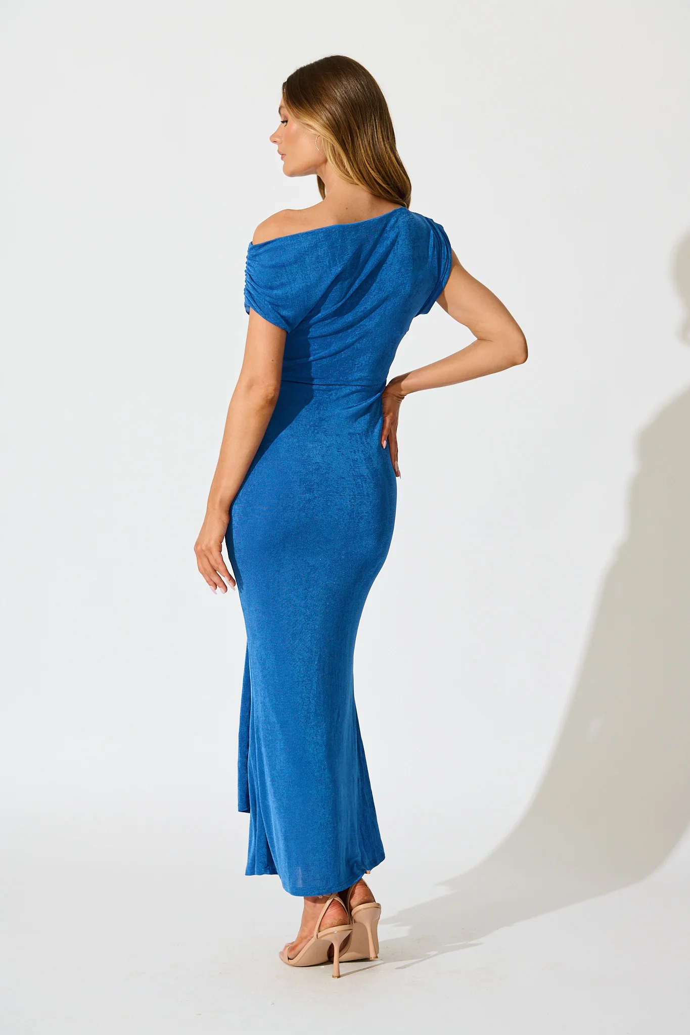 Queen Of The Night Maxi Dress in Cobalt Jersey - Image 5