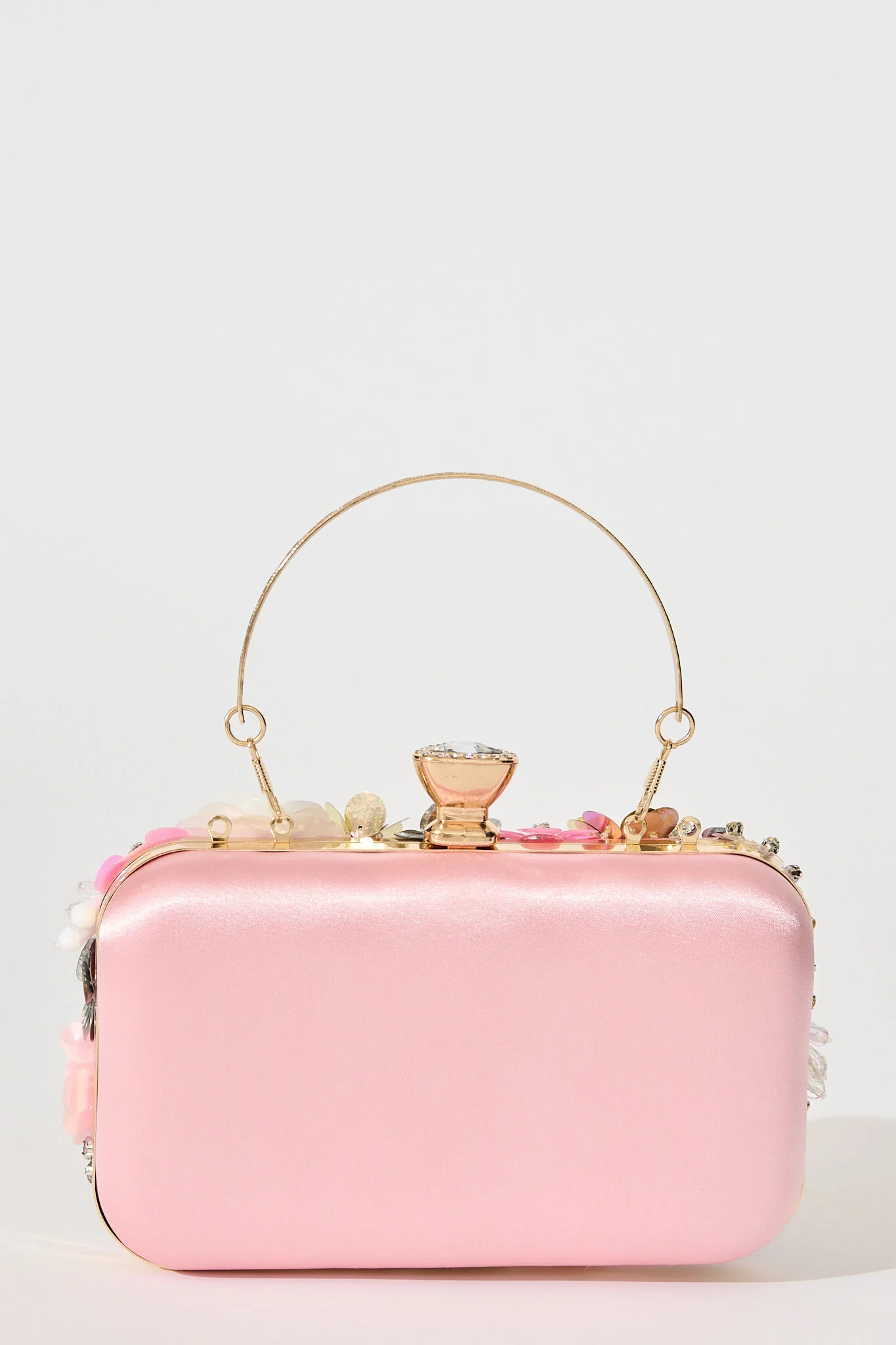 Quinn Clutch Bag in Blush with 3D Multi Sequin Floral - Image 3