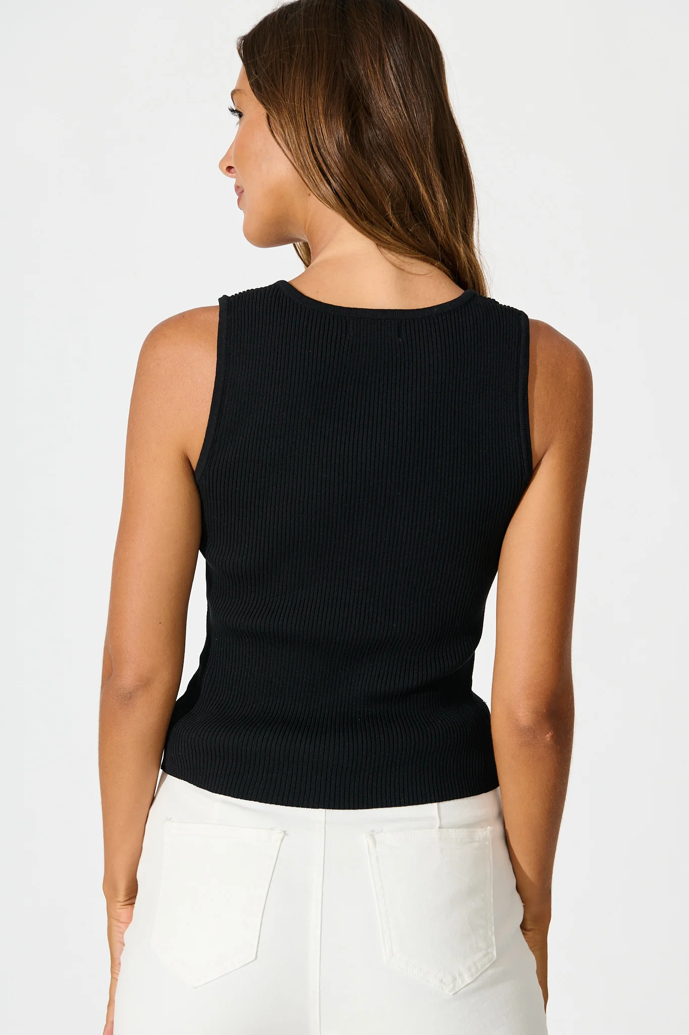 Radiant Tank Top in Black Cotton Blend - Image 3