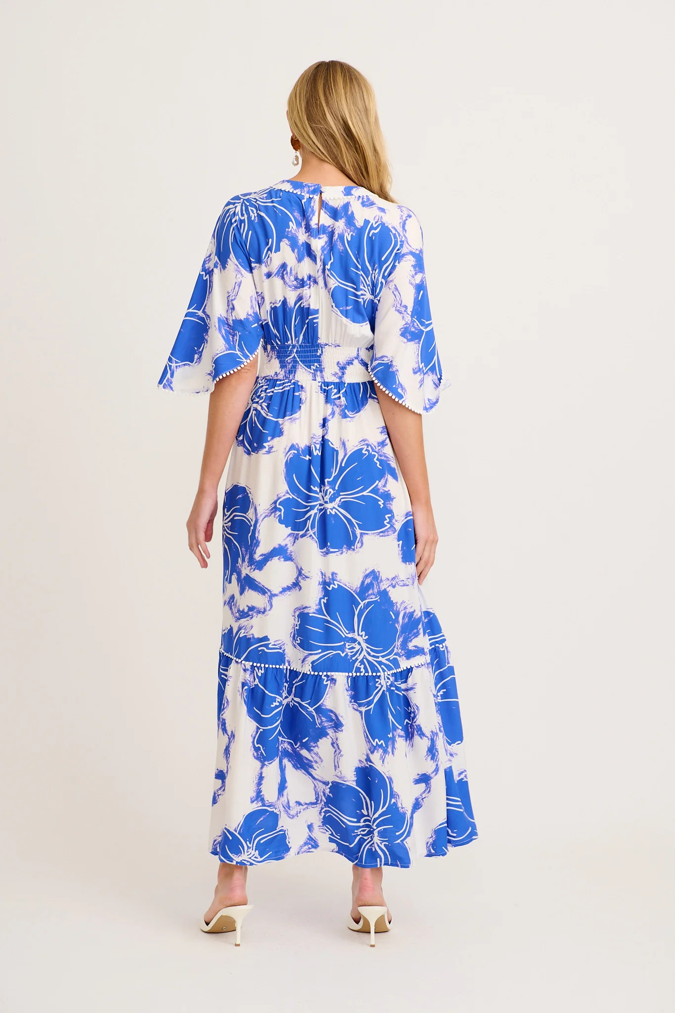 Raelle Maxi Dress in Blue and White Floral - Image 4