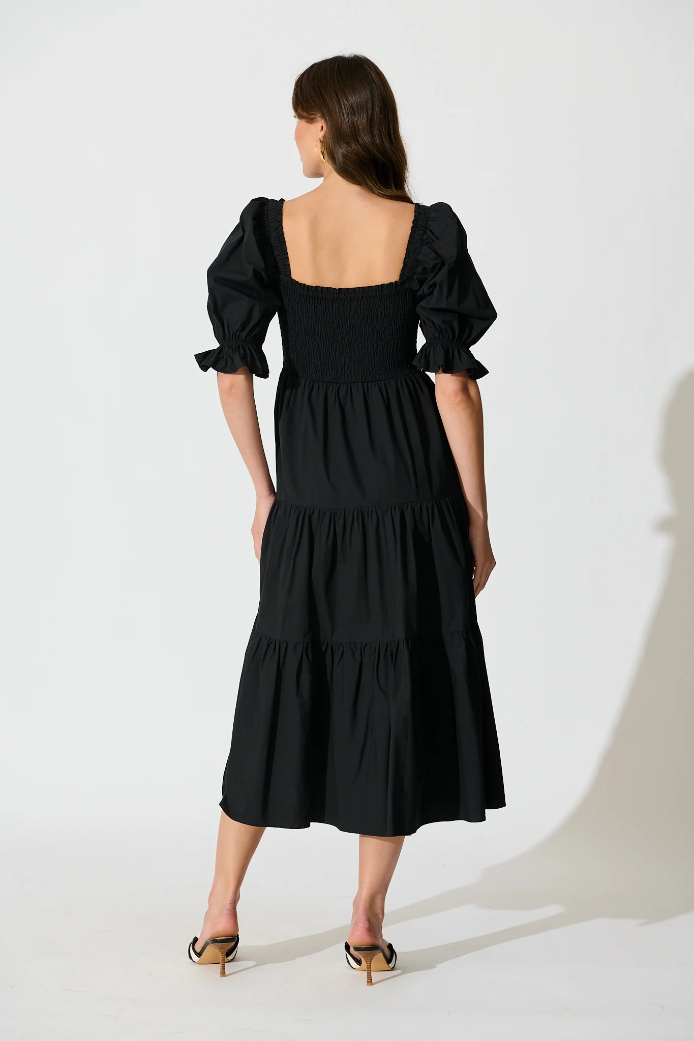 Rahima Midi Dress in Black Cotton - Image 5