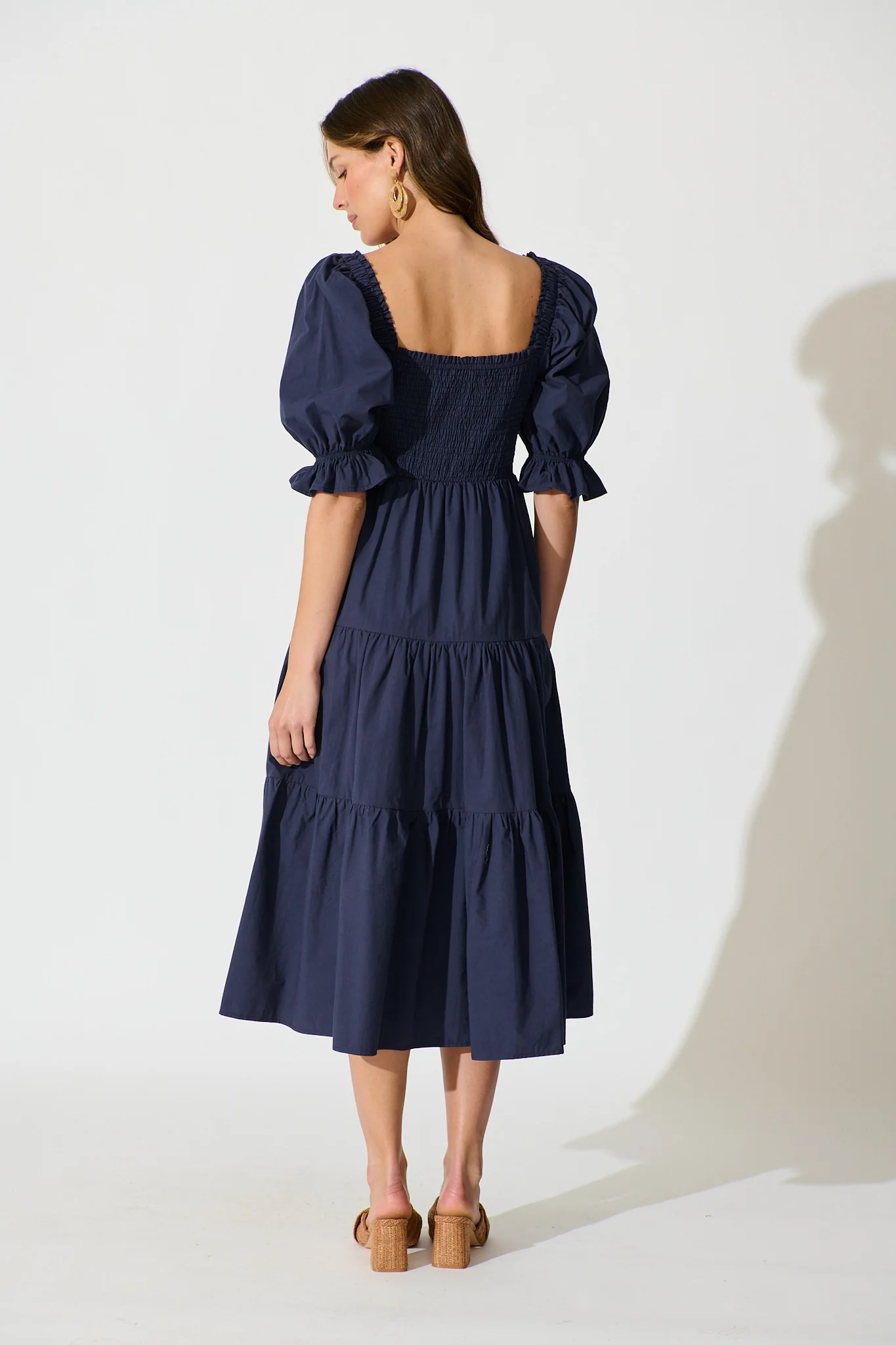 Rahima Midi Dress in Navy Cotton - Image 4