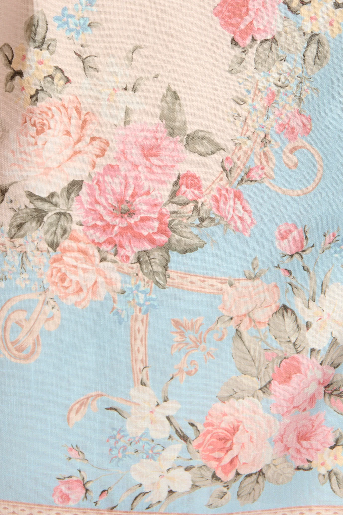 Rania Dress in Pink and Blue Placement Linen Blend - Image 6