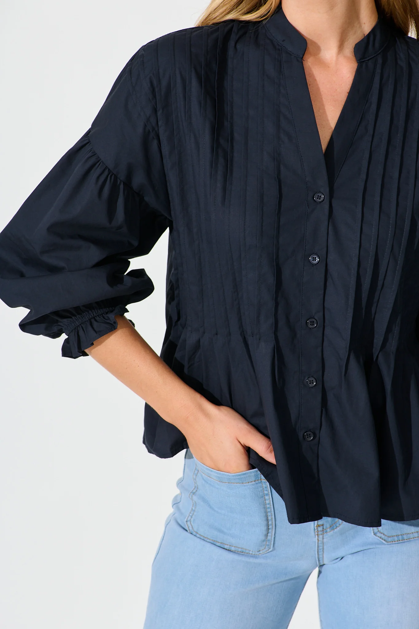 Rapture Shirt in Navy Cotton - Image 5