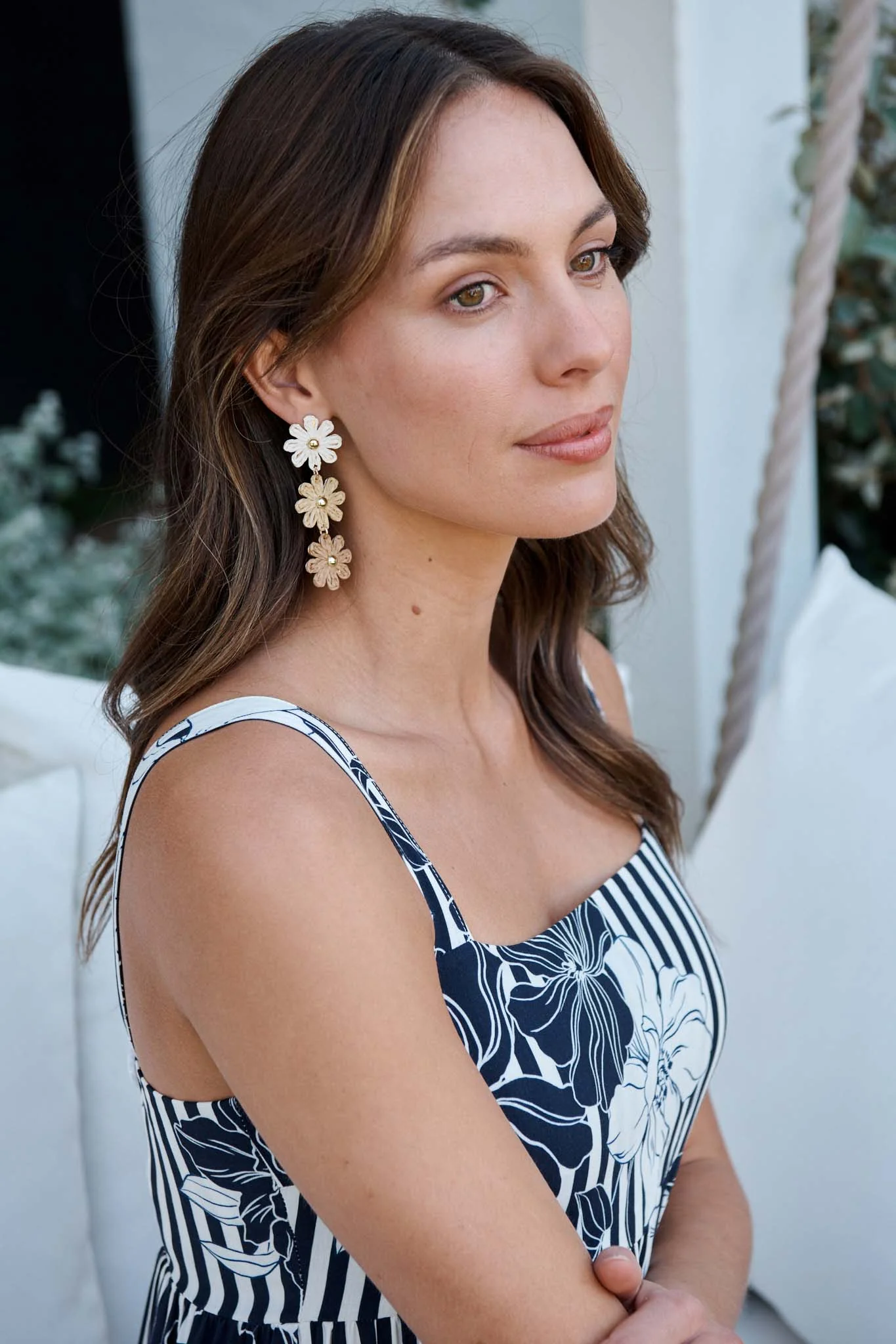 Rara Raffia Drop Earrings in Multi Brown - Image 4