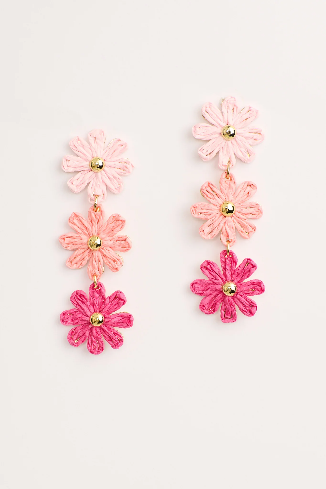 Rara Raffia Drop Earrings in Multi Pink