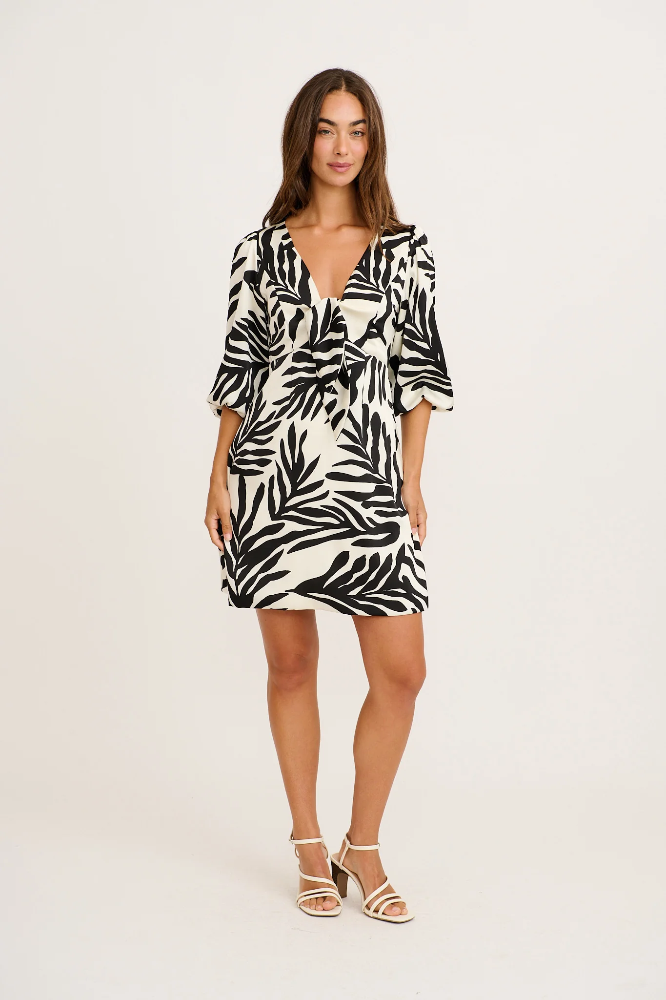 Ravello Dress in Black and White Satin