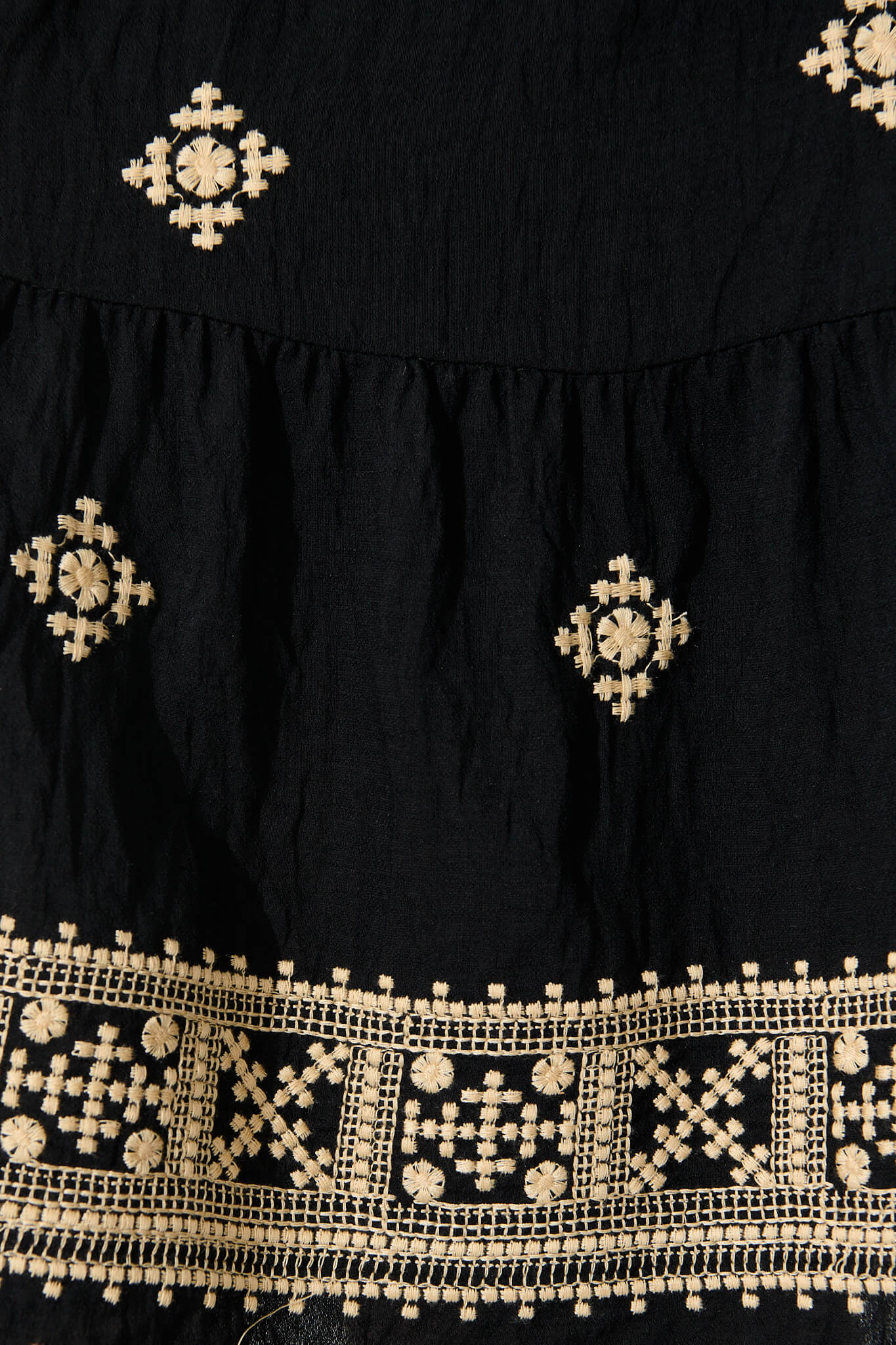 Reagan Dress in Black with Cream Embroidery - Image 6