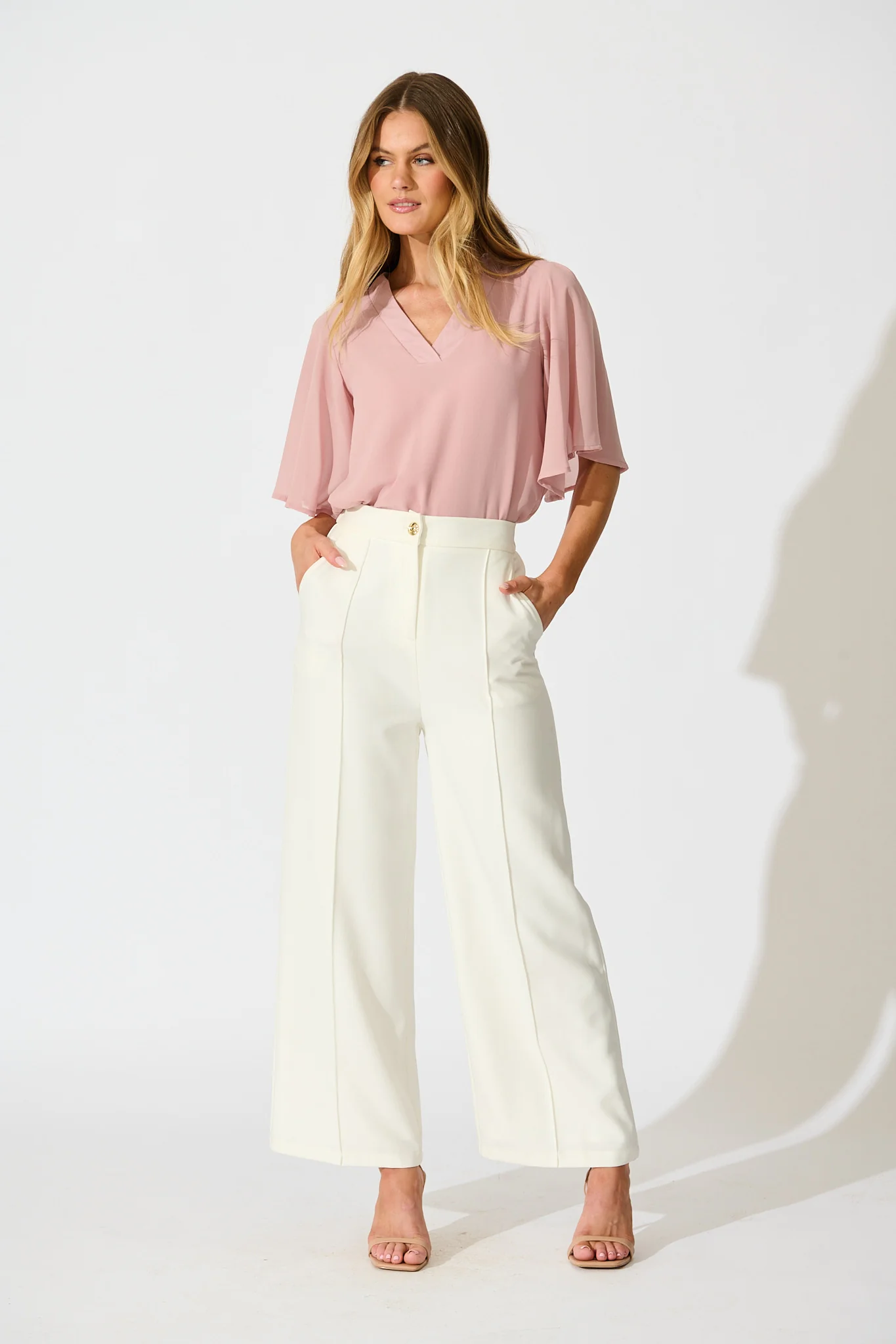 Refined Rhythm Top in Dusty Pink Chiffon - Image 4