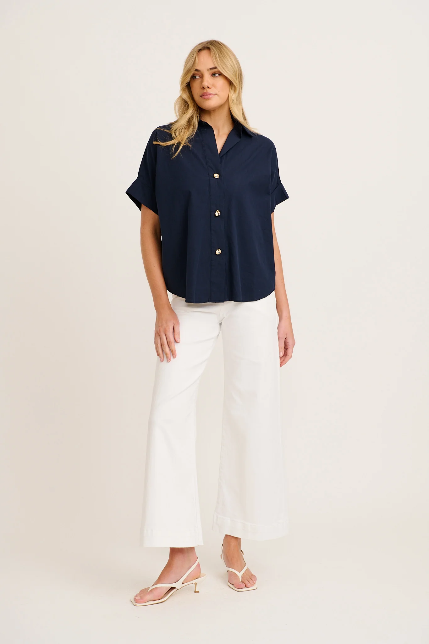 Refined Shirt in Navy Cotton - Image 6