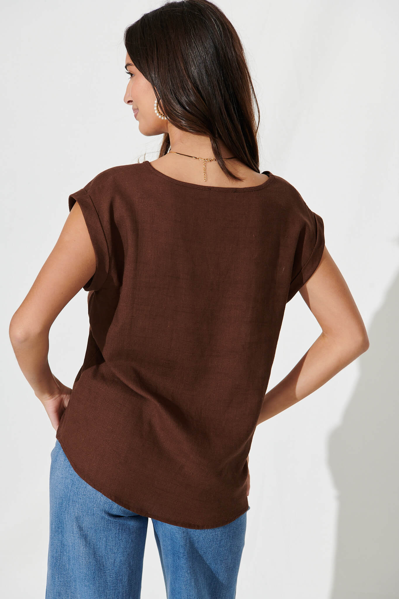 Rejina Top In Chocolate Linen Blend - Image 3