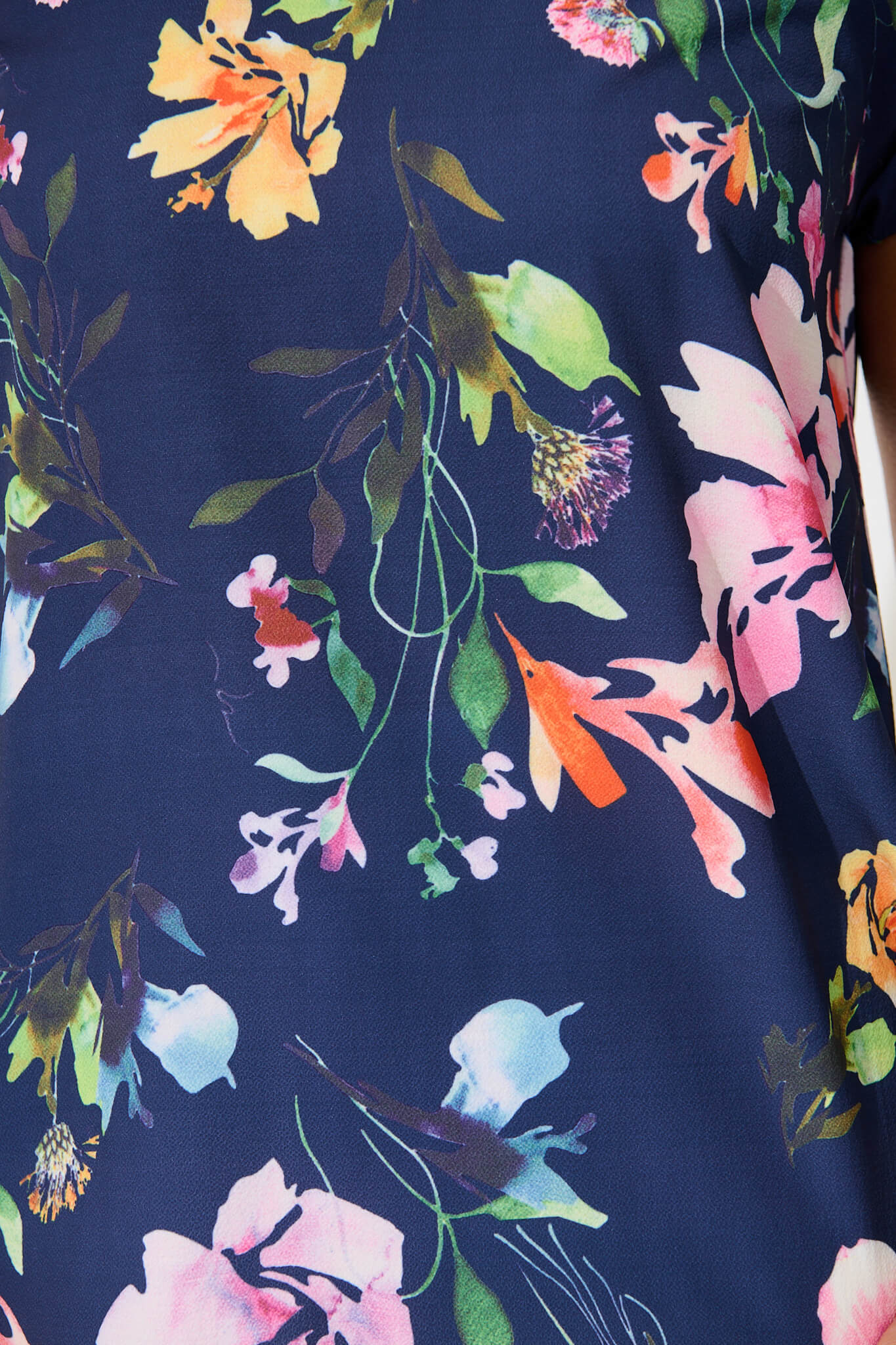 Rejina Top In Navy With Multi Floral Print - Image 9