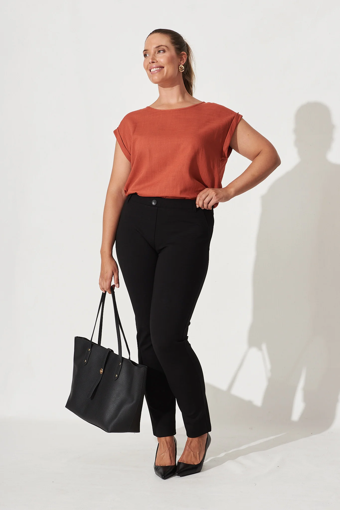 Rejina Top In Rust Linen Blend - Image 6