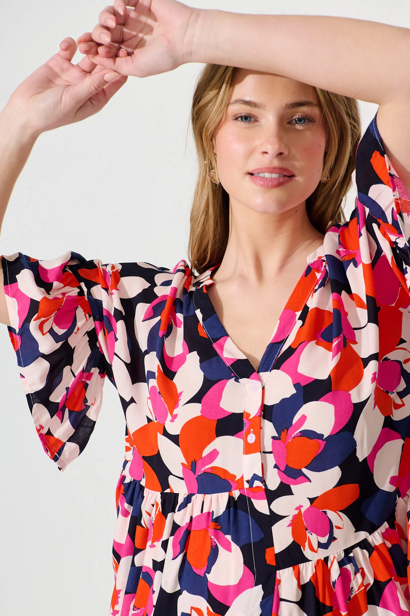 Relia Top In Navy With Multi Print - Image 5