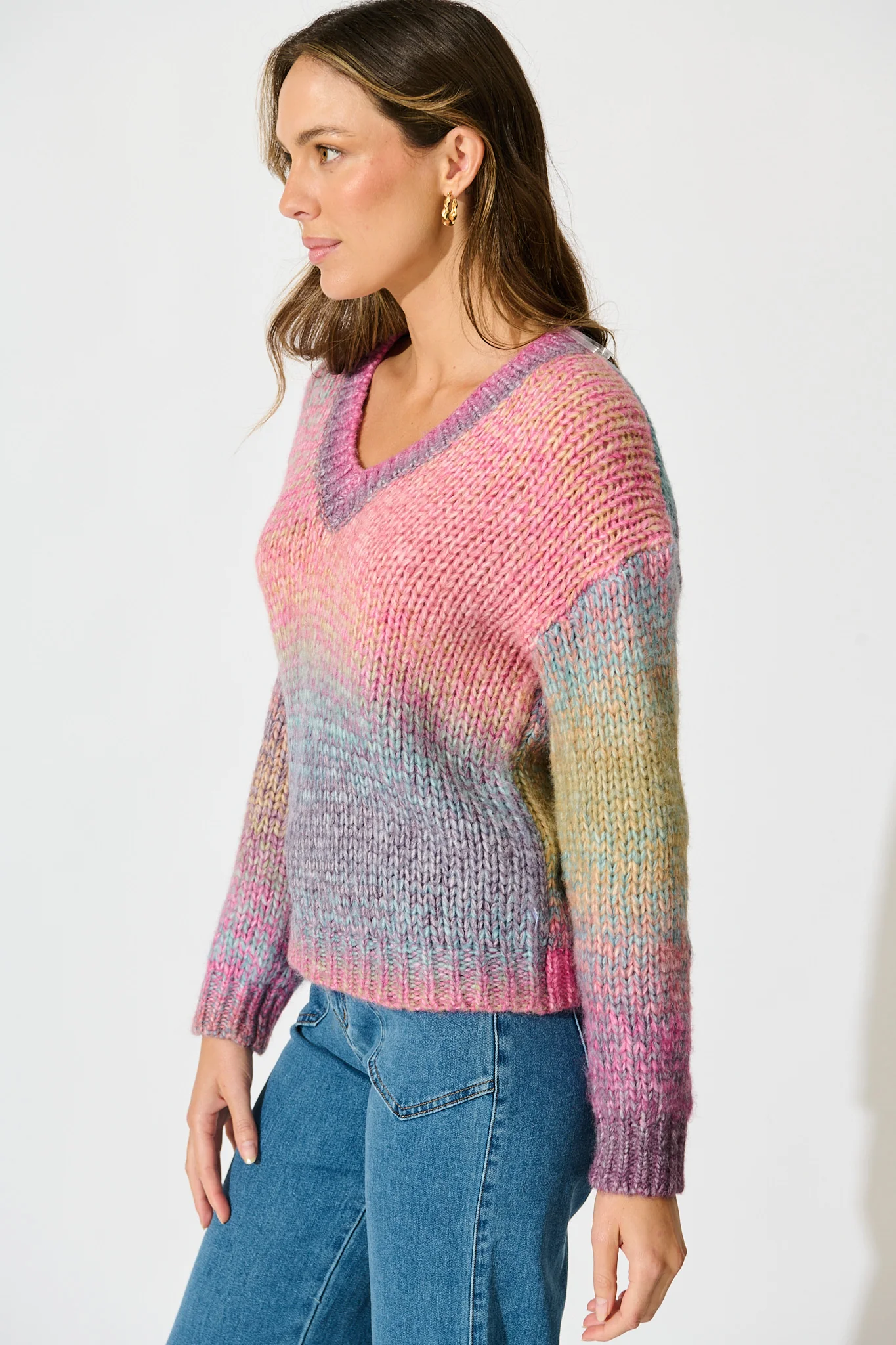Remi Knit in Purple Multi Space Dye Wool Blend - Image 2