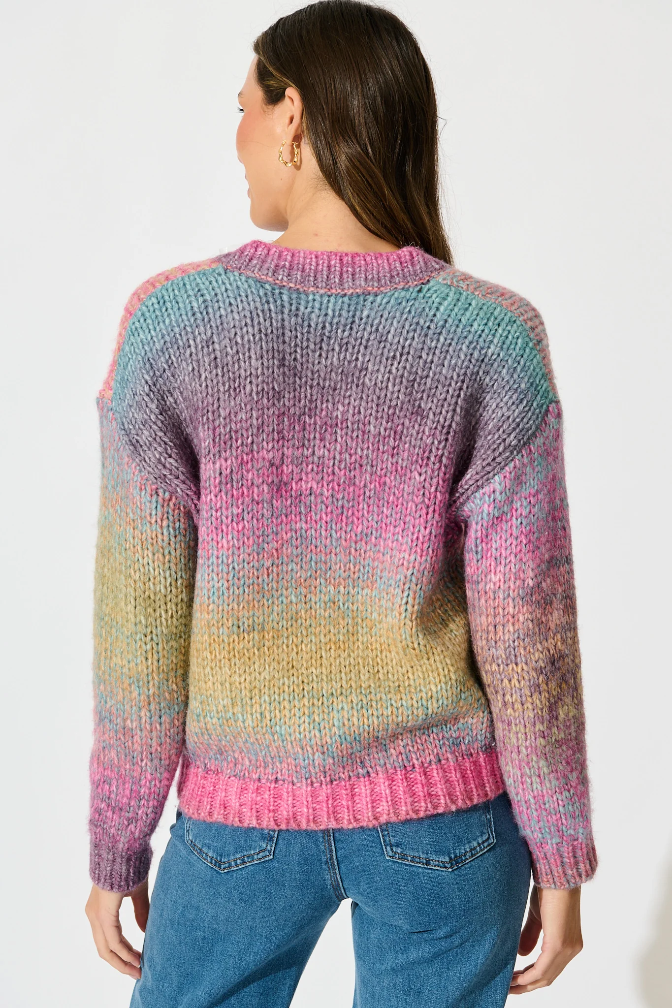 Remi Knit in Purple Multi Space Dye Wool Blend - Image 3