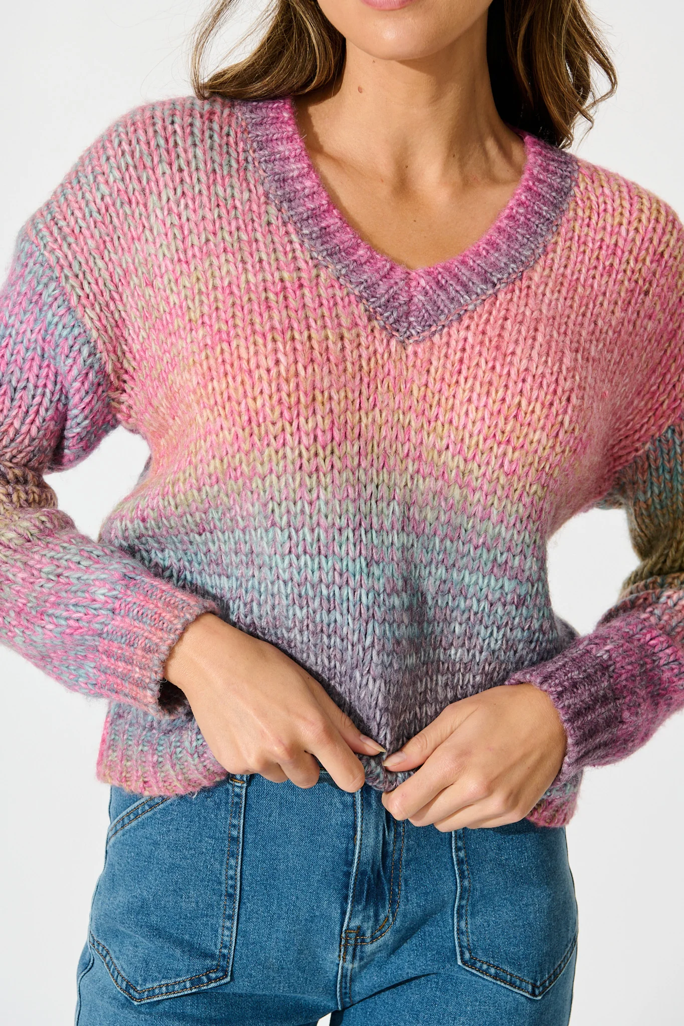 Remi Knit in Purple Multi Space Dye Wool Blend - Image 5