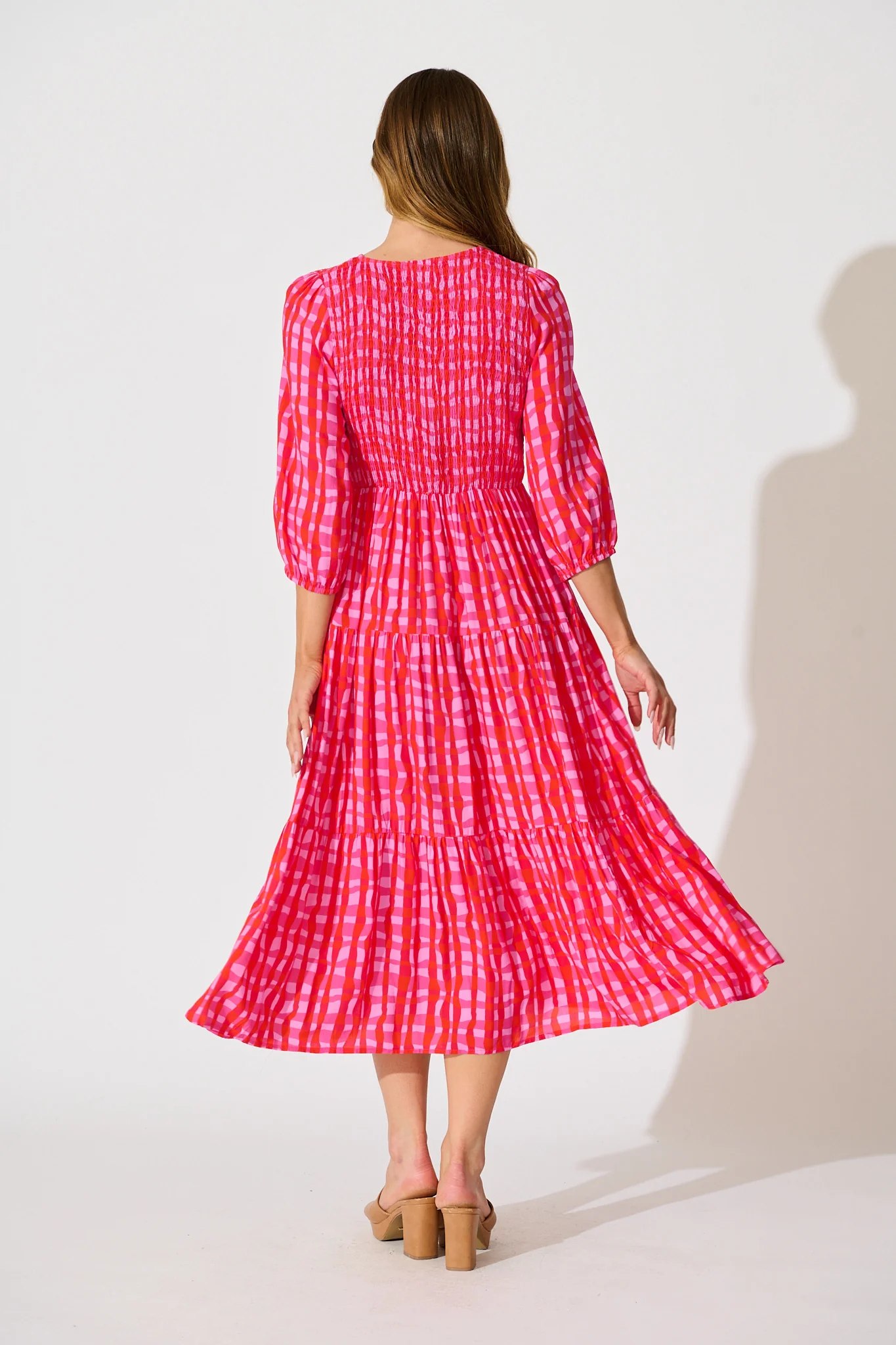 Riala Midi Dress in Multi Pink Gingham - Image 4