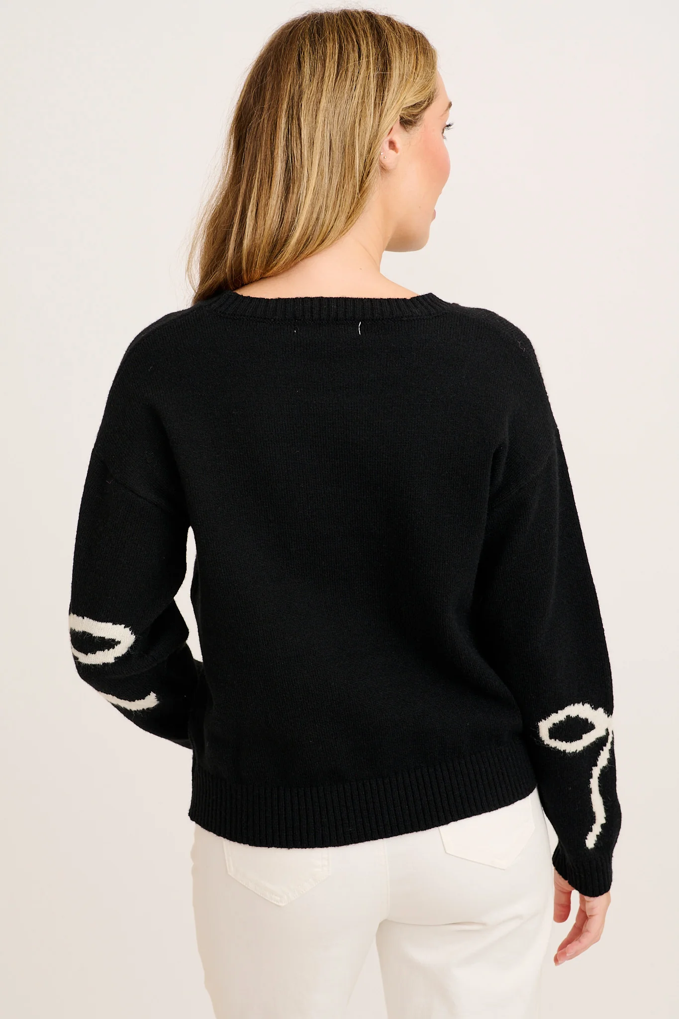 Ribbon Romance Knit in Black with White Bows - Image 3