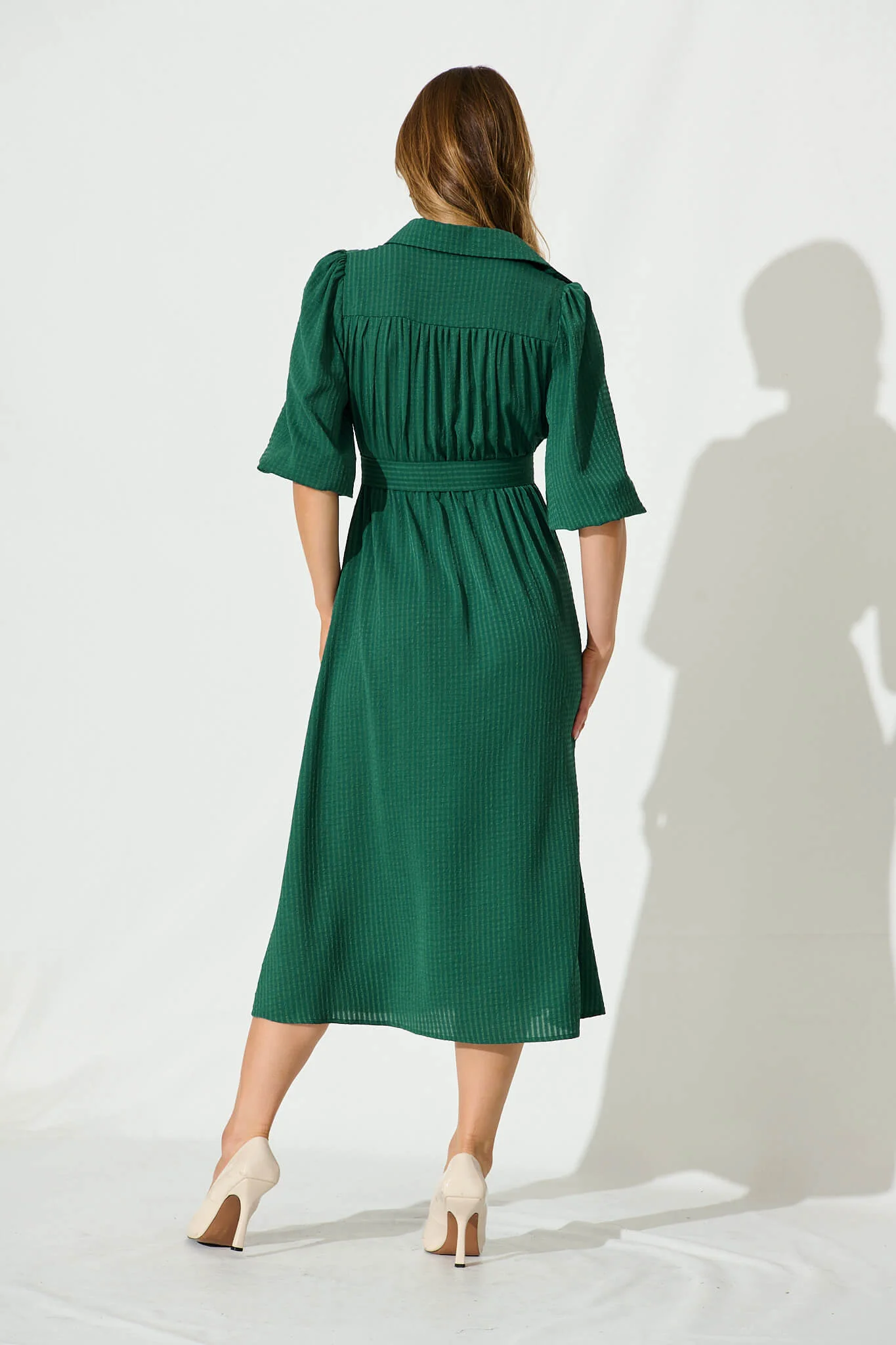 Rio Midi Shirt Dress In Emerald - Image 5