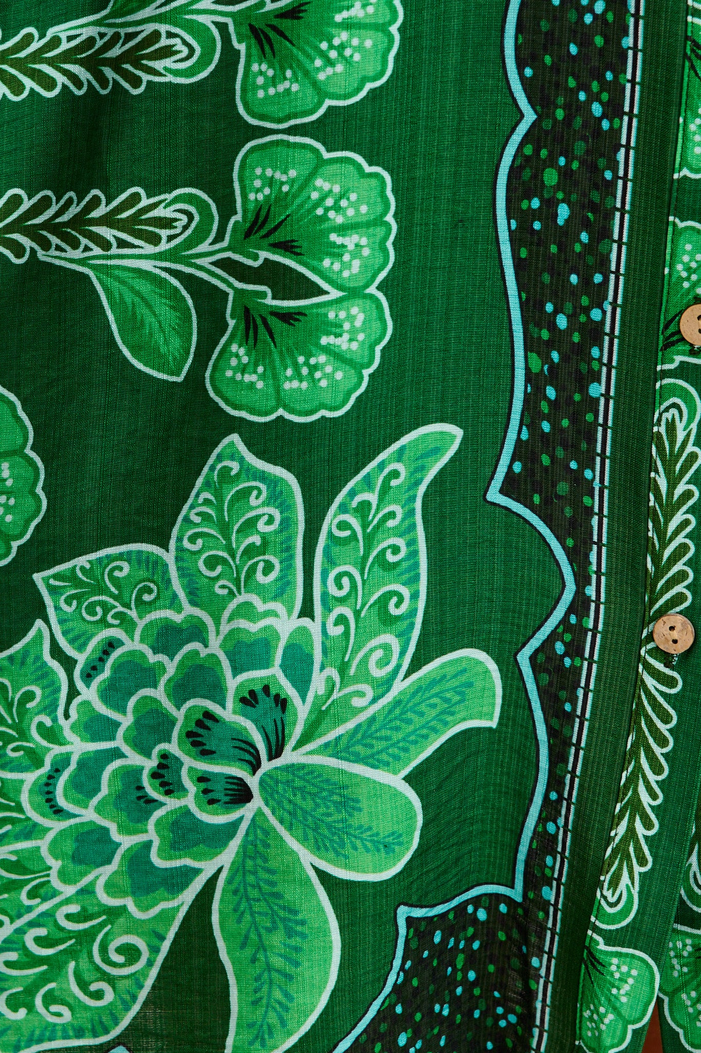 Risa Shirt Dress Emerald Floral Print Linen Blend - Image 6