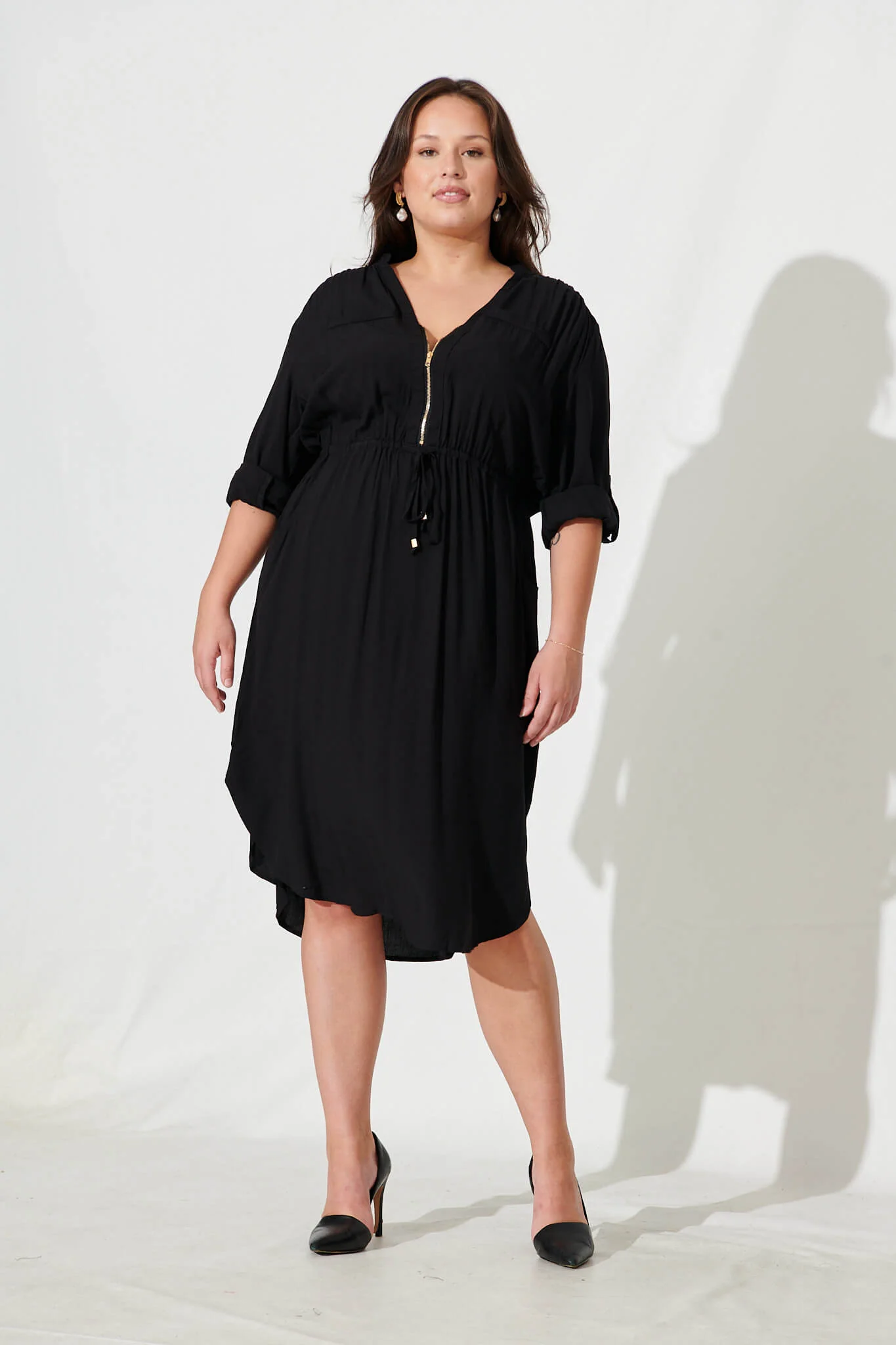 Rival Zip Dress In Black - Image 7