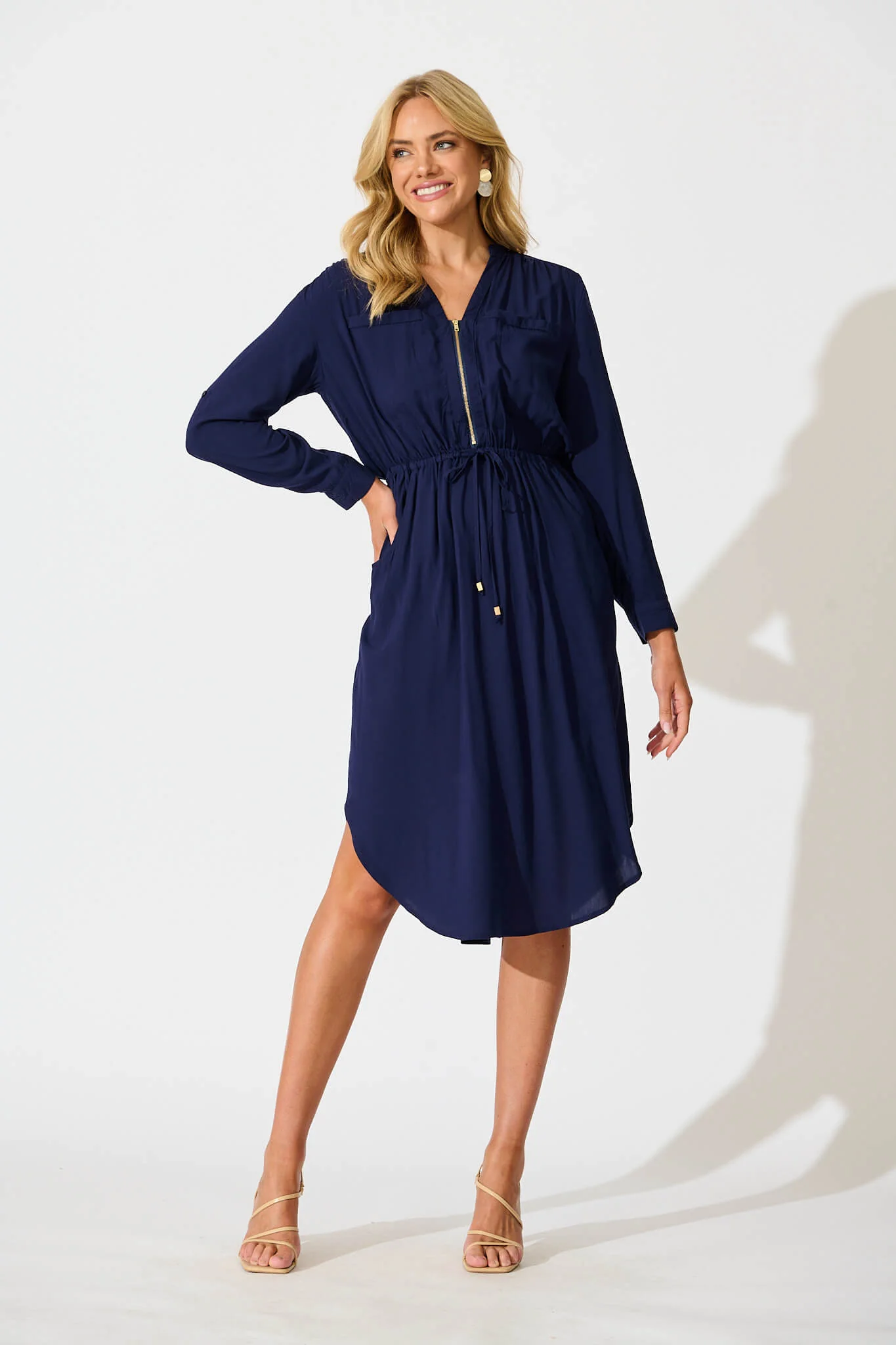 Rival Zip Dress in Navy - Image 5