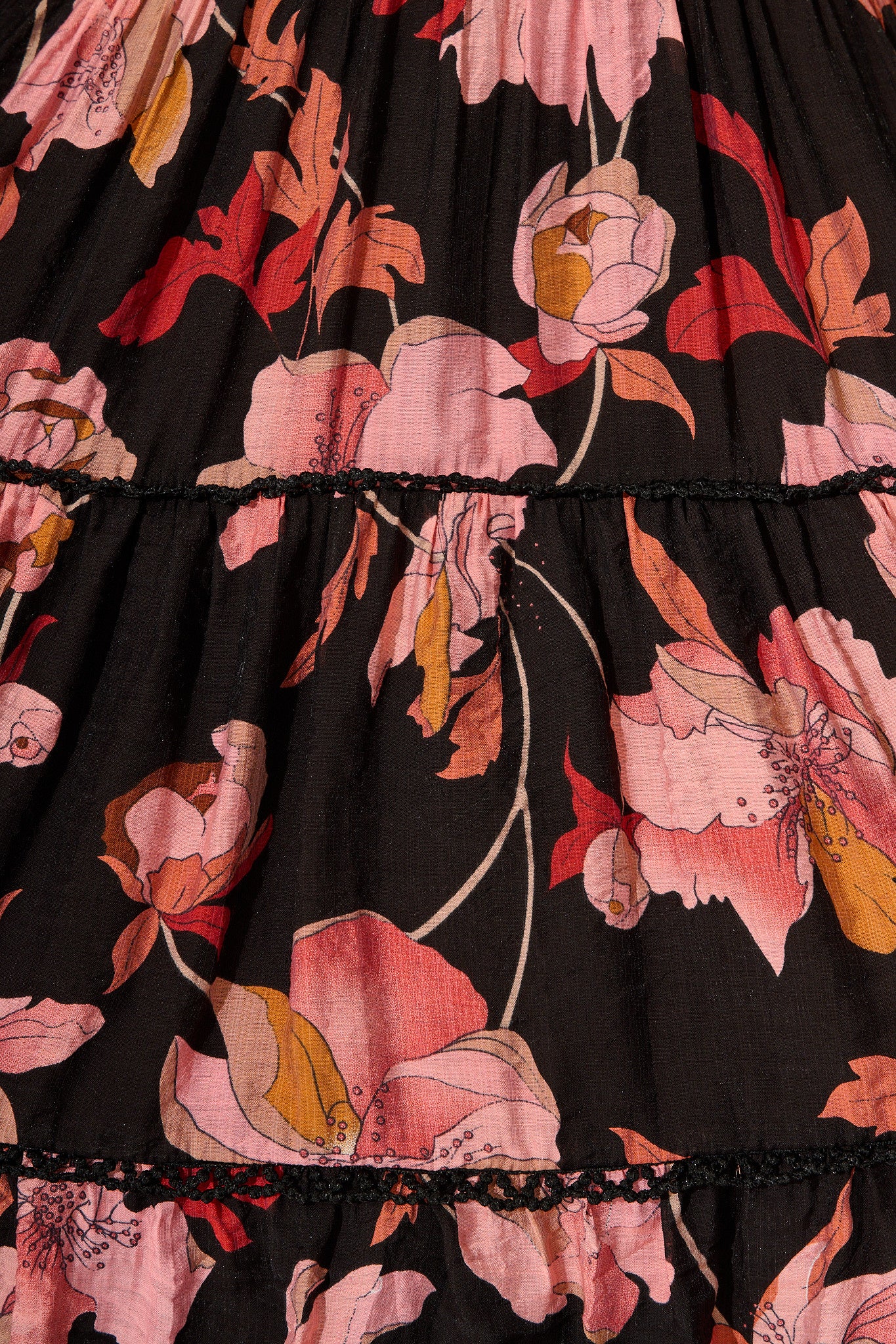 Riverstone Dress in Black Floral with Black Lace Trim - Image 6