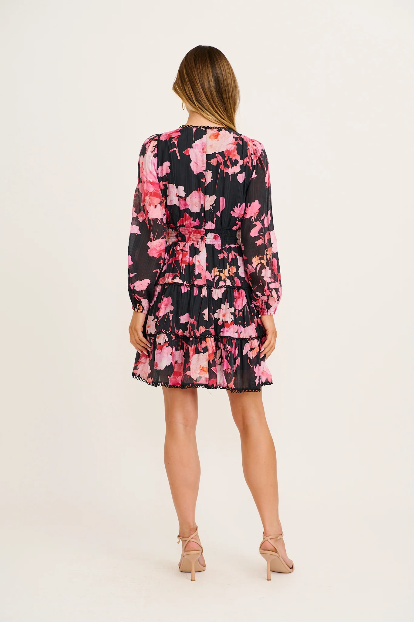 Riverstone Dress in Black with Pink Floral - Image 4