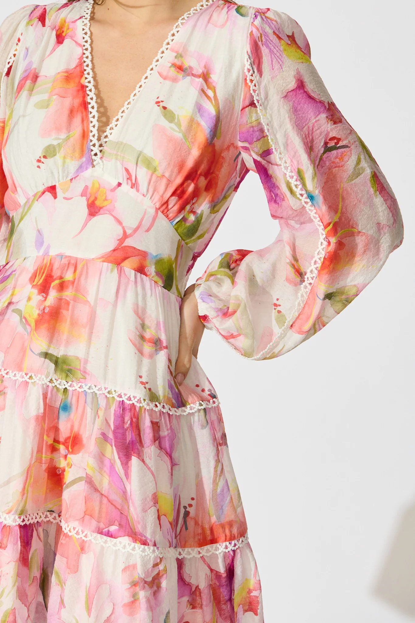 Riverstone Dress in White with Multi Floral - Image 5
