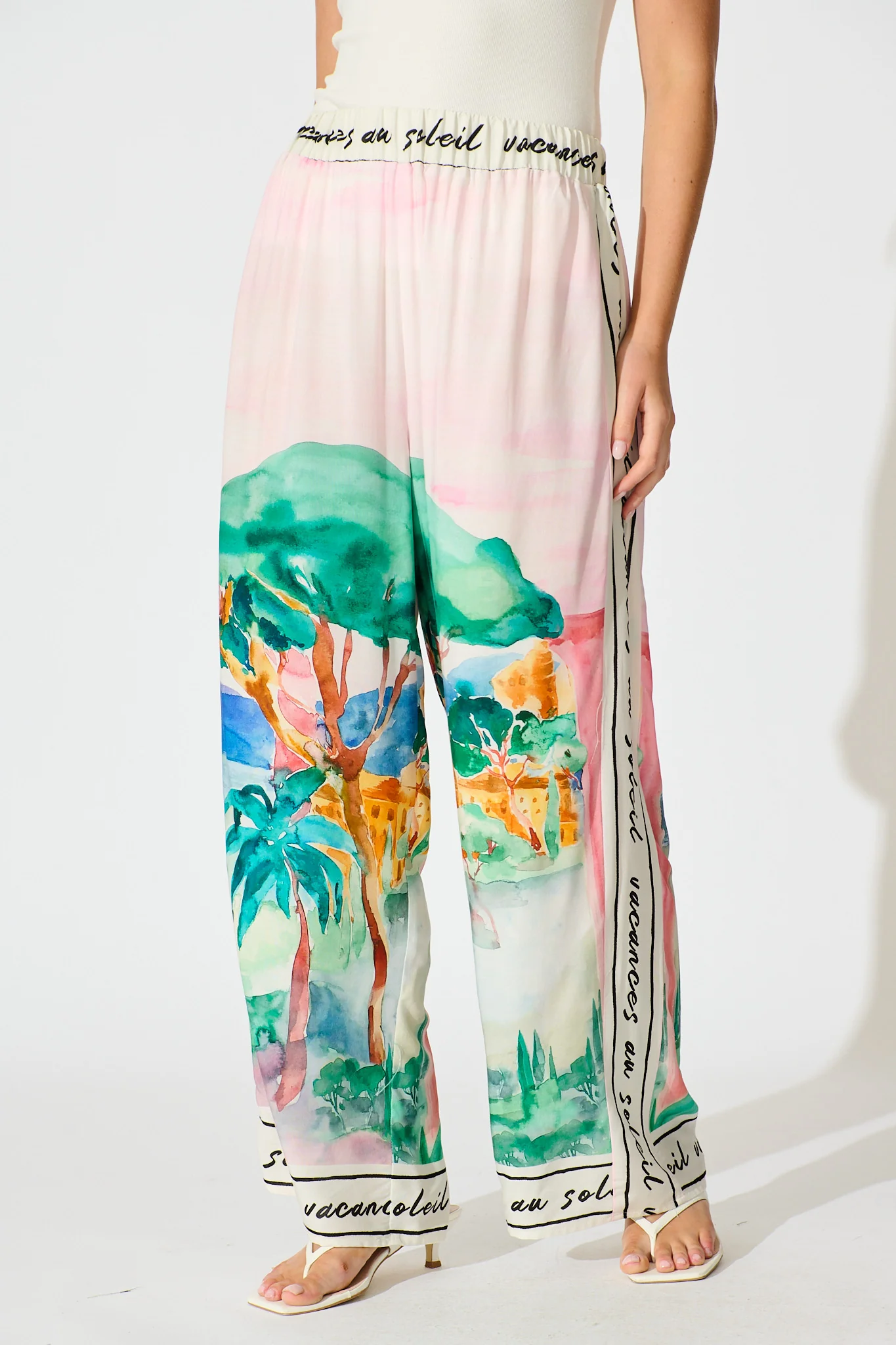 Riviera Whisper Pant in Blush Multi Landscape Print