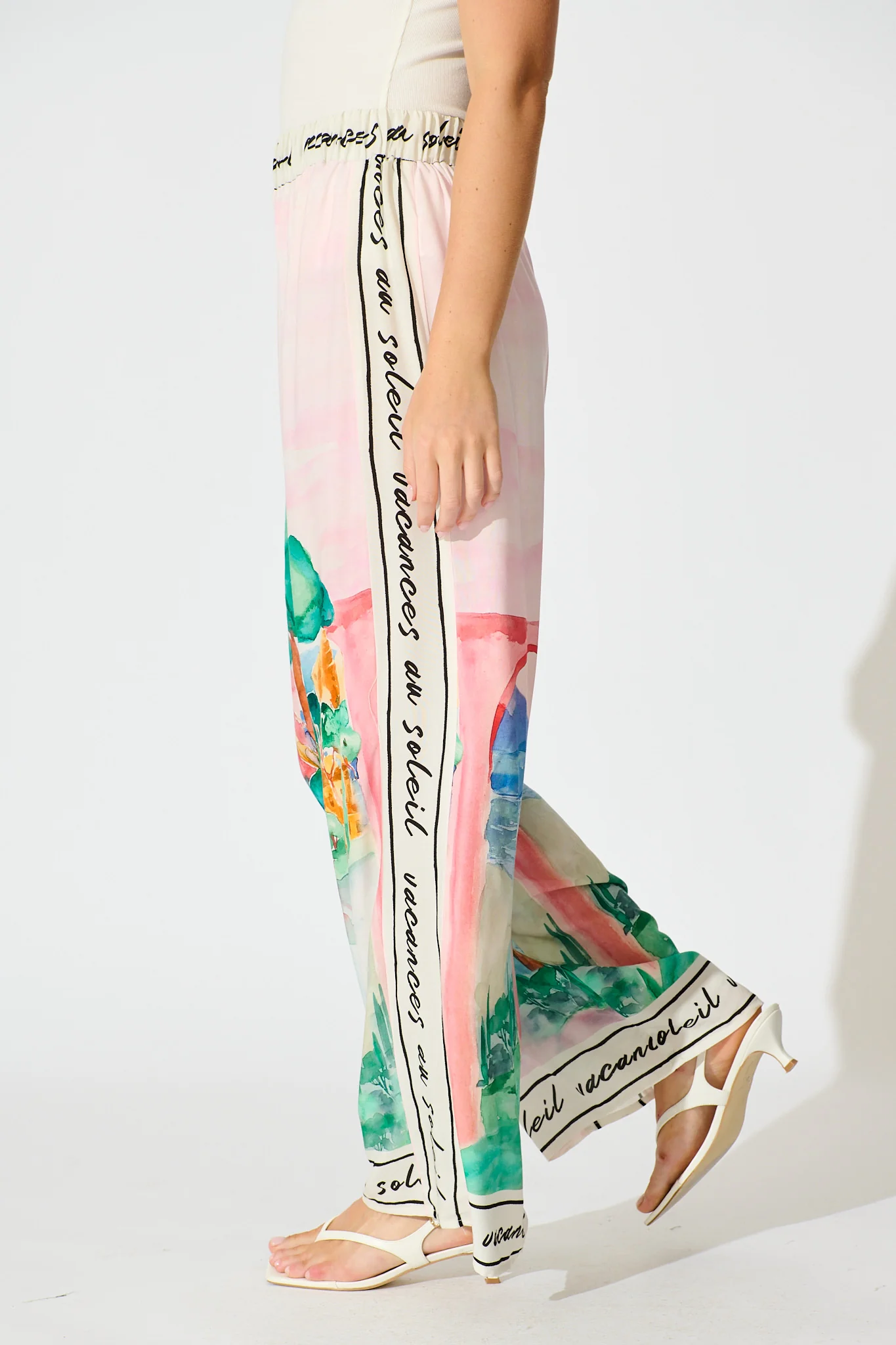 Riviera Whisper Pant in Blush Multi Landscape Print - Image 2