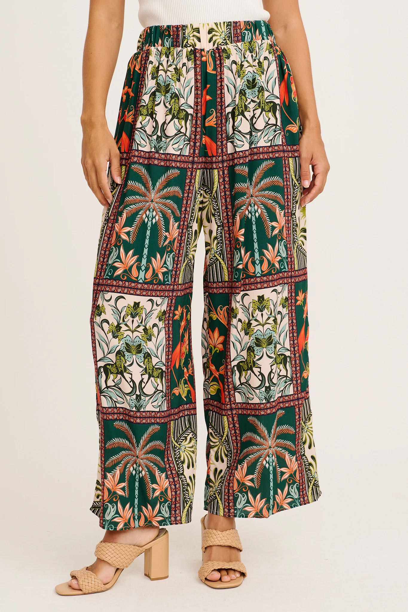 Riviera Whisper Pant in Green Tile Print