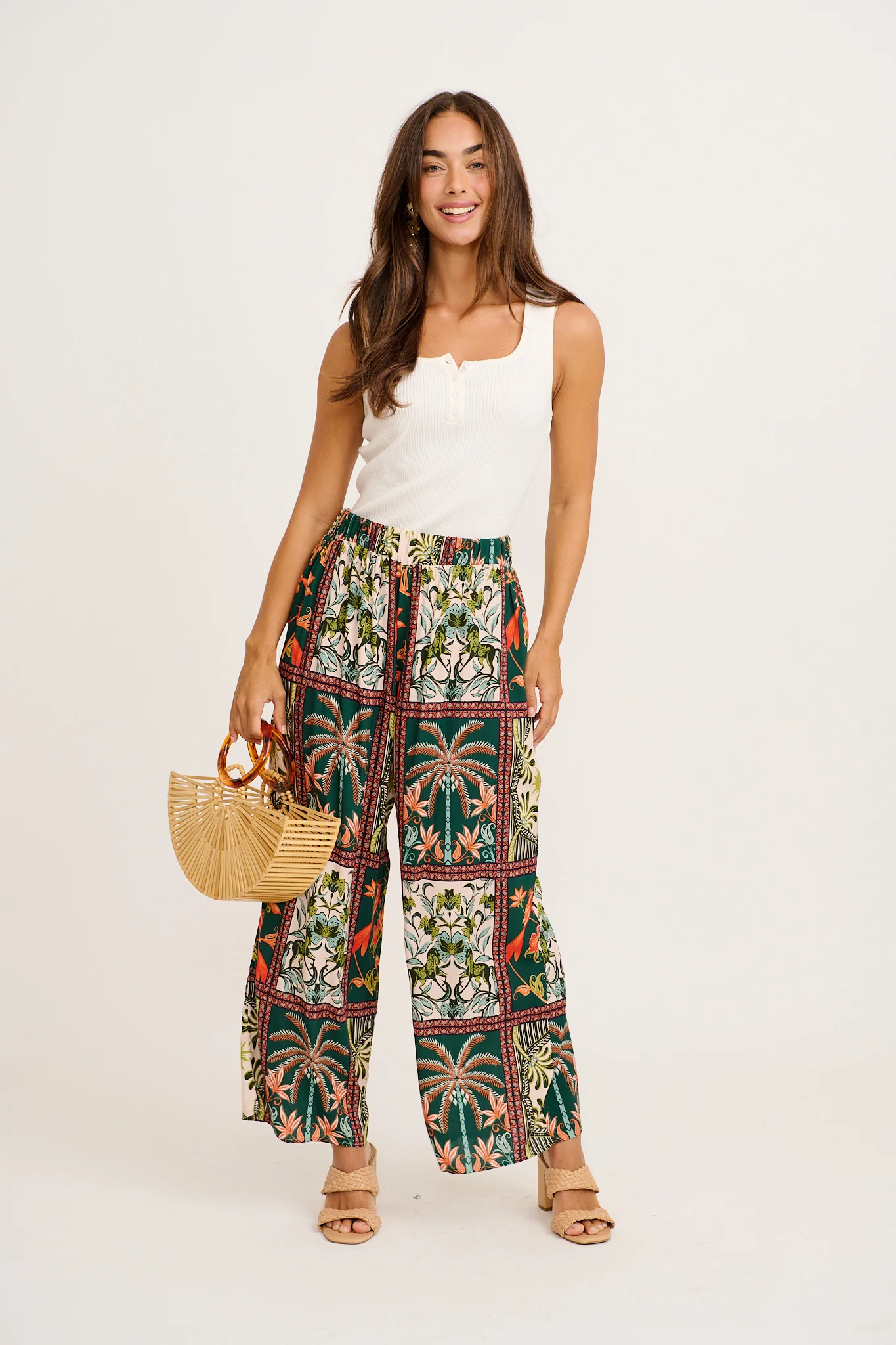 Riviera Whisper Pant in Green Tile Print - Image 4