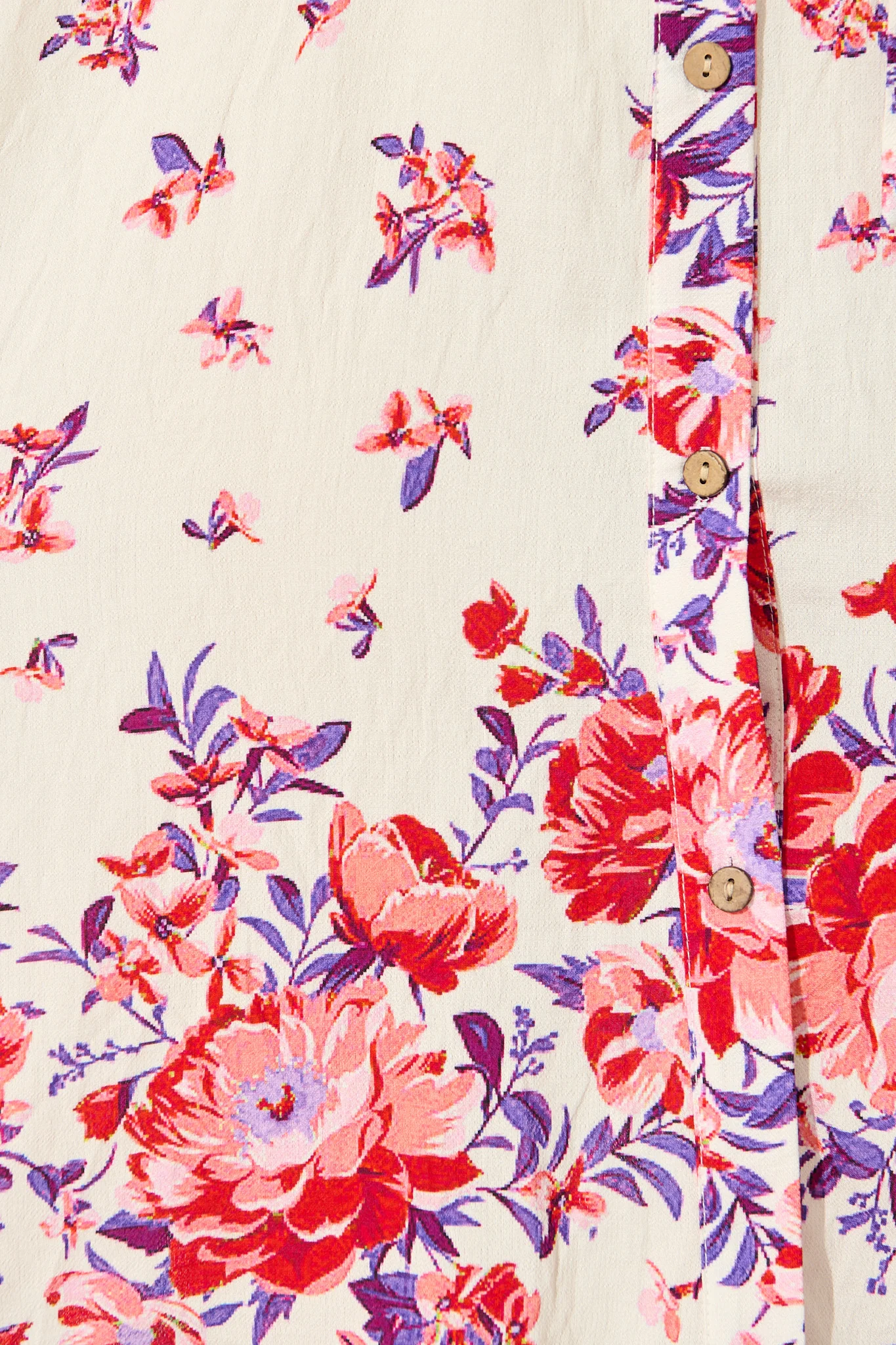 Robilyn Shirt Dress in White with Red and Purple Linen Blend - Image 6