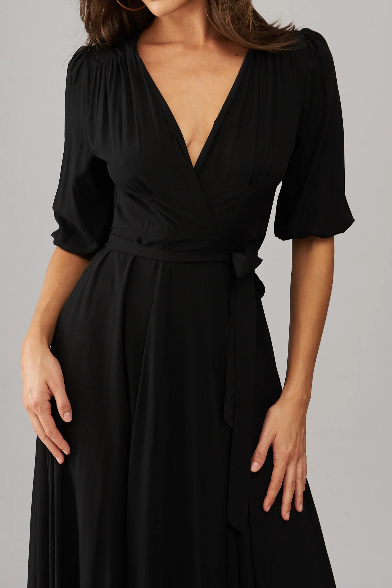 Ronda Maxi Wrap Dress In Black - Image 5