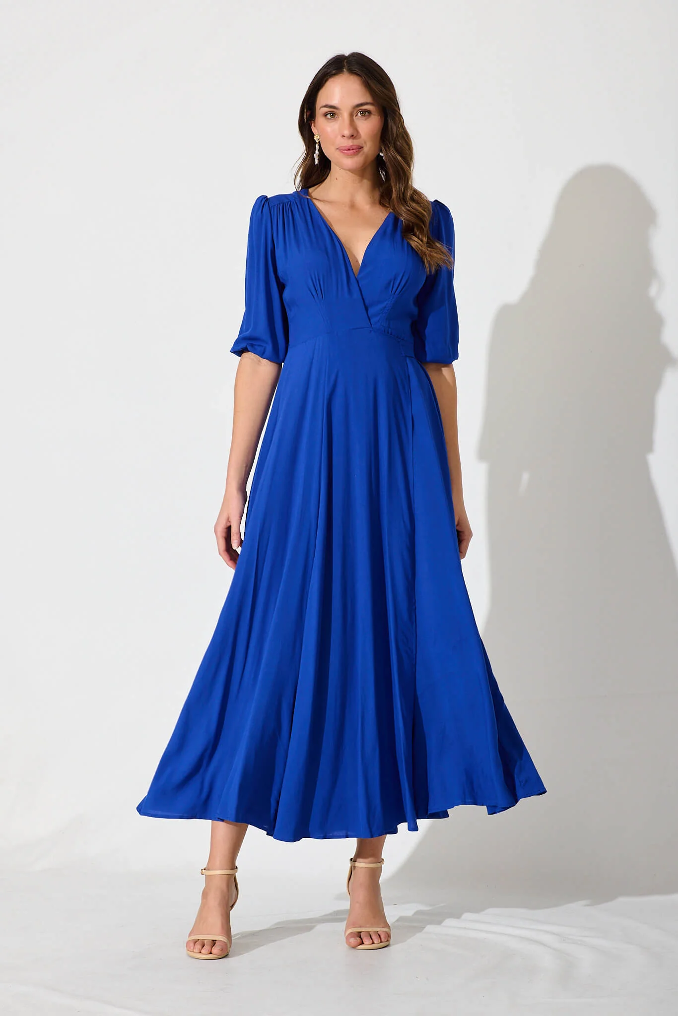 Ronda Maxi Wrap Dress In Cobalt Blue - Image 2