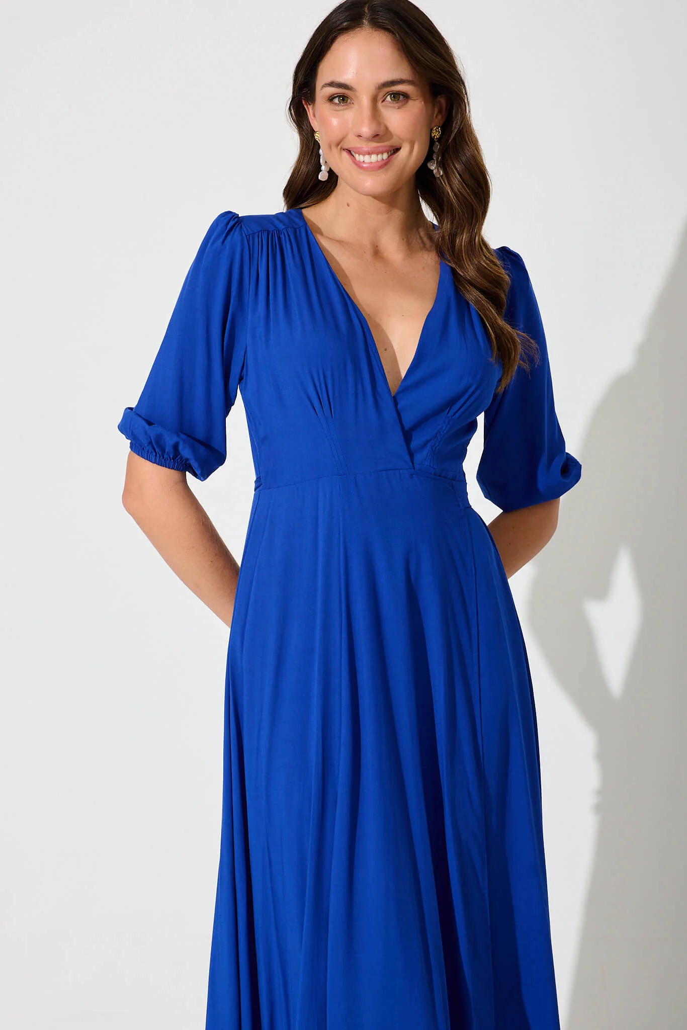 Ronda Maxi Wrap Dress In Cobalt Blue - Image 5