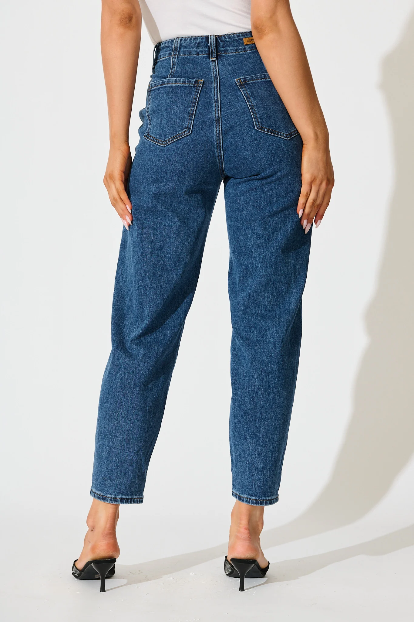 Rosalia High Rise Straight Leg Jean in Dark Blue Denim - Image 3