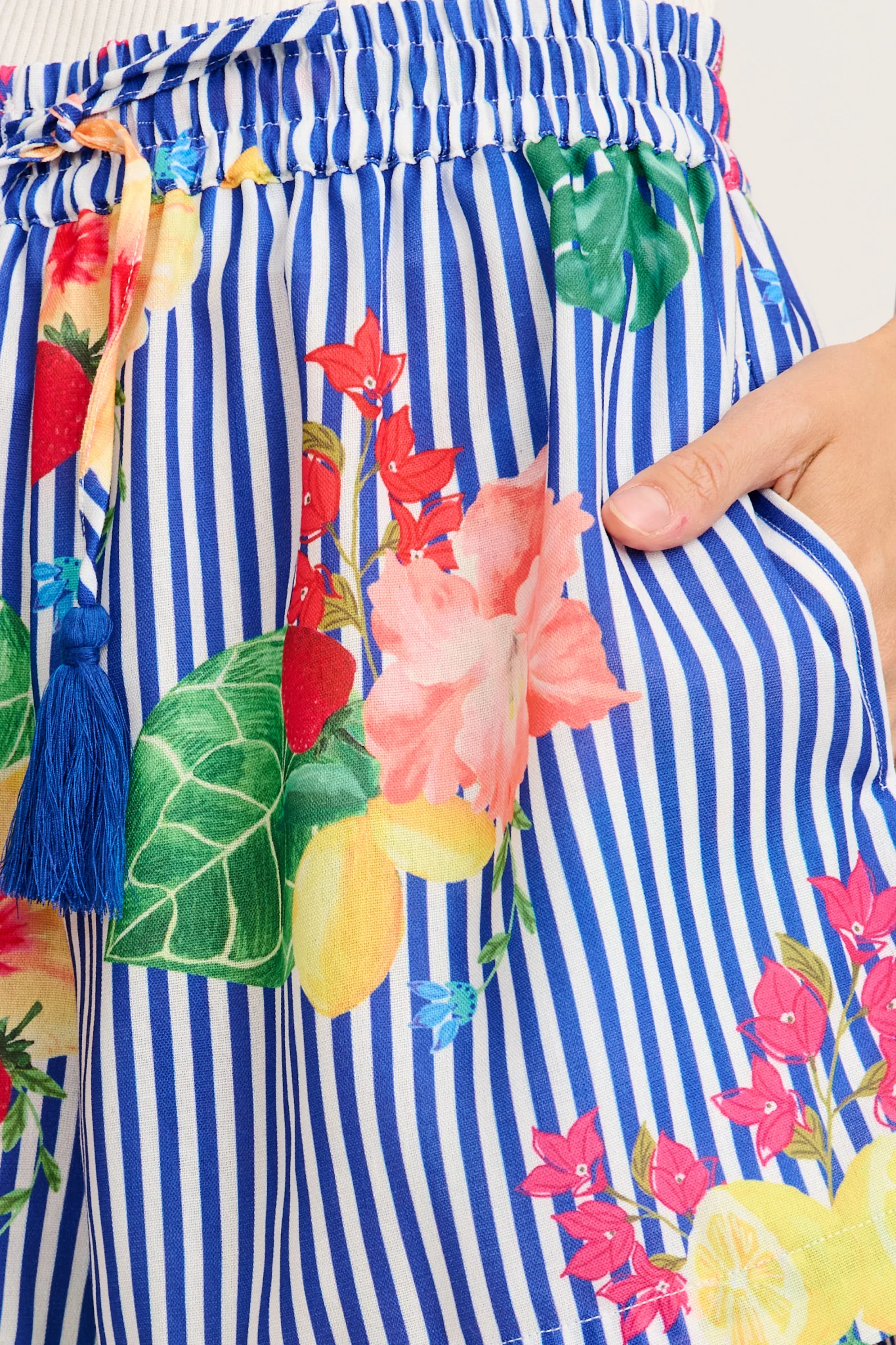Rosela Short in Blue Stripe Print Linen Blend - Image 9