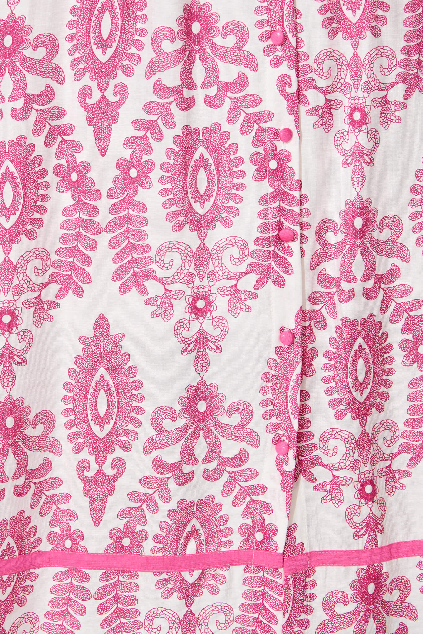 Rosella Midi Shirt Dress in White with Pink Floral Print - Image 6