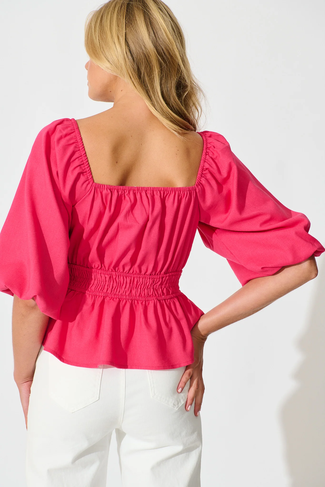 Rosella Top in Pink Linen Blend - Image 3