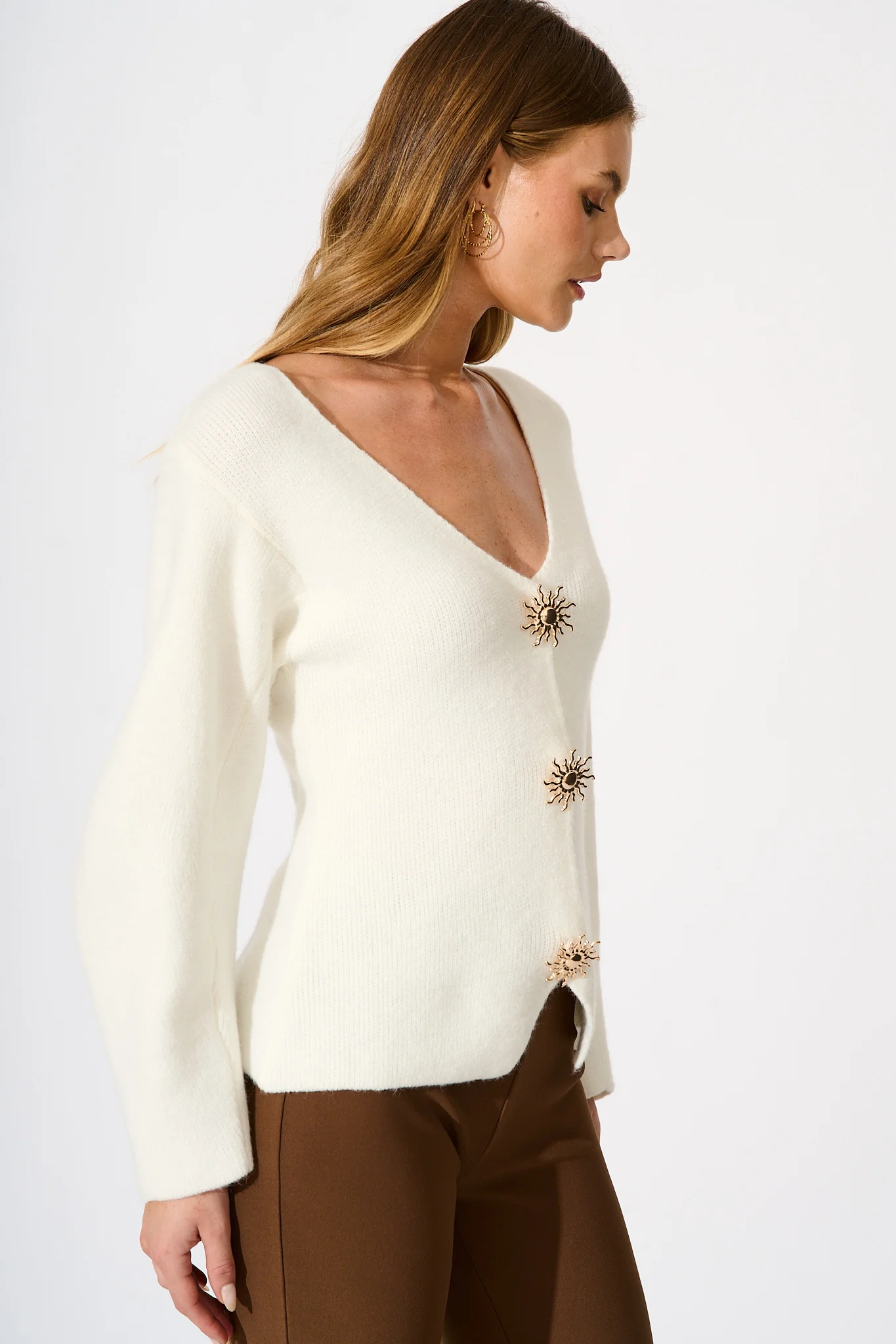 Rosie Knit Cardigan in White - Image 2