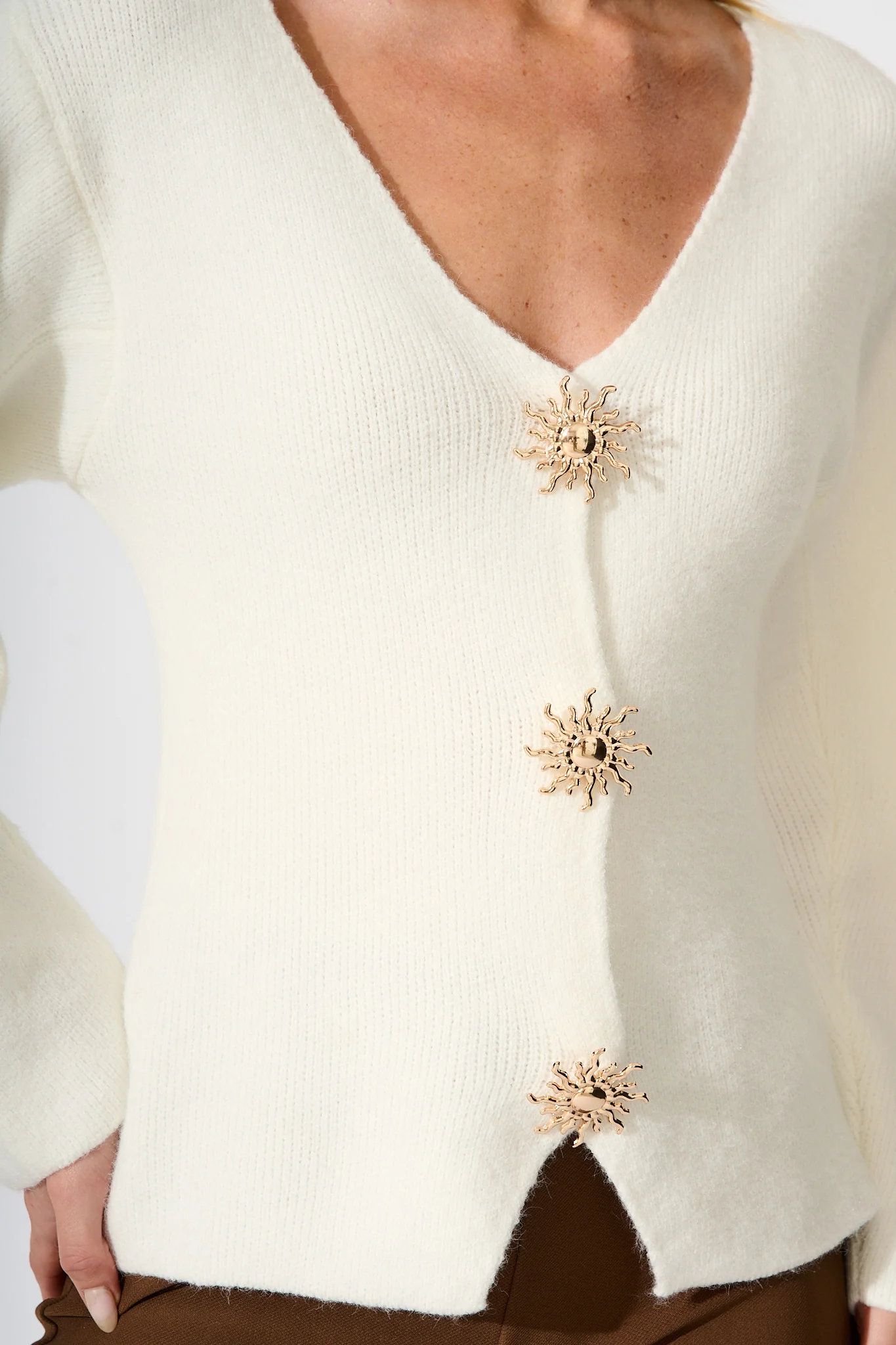 Rosie Knit Cardigan in White - Image 5