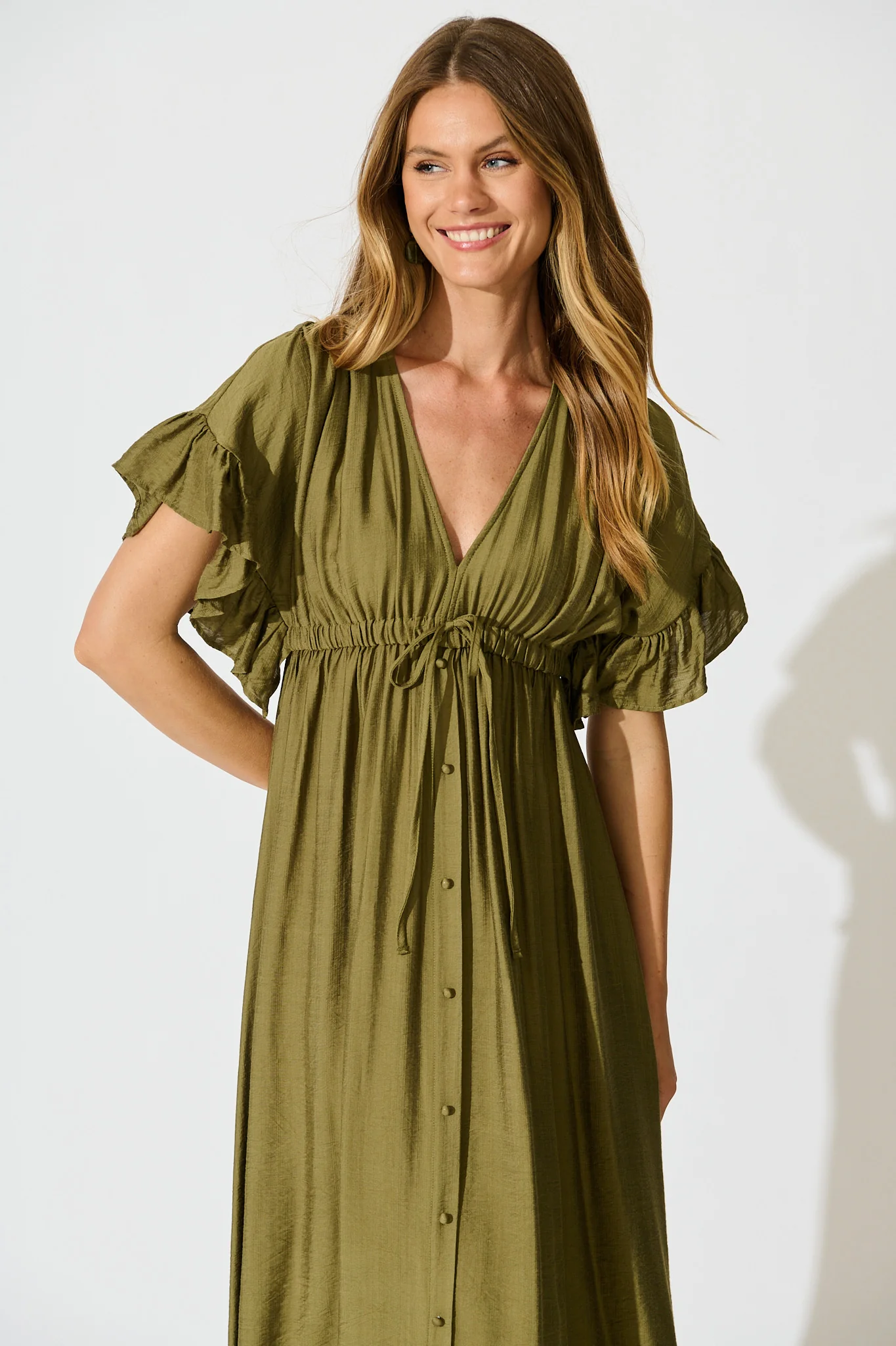 Rue Maxi Dress In Khaki - Image 2